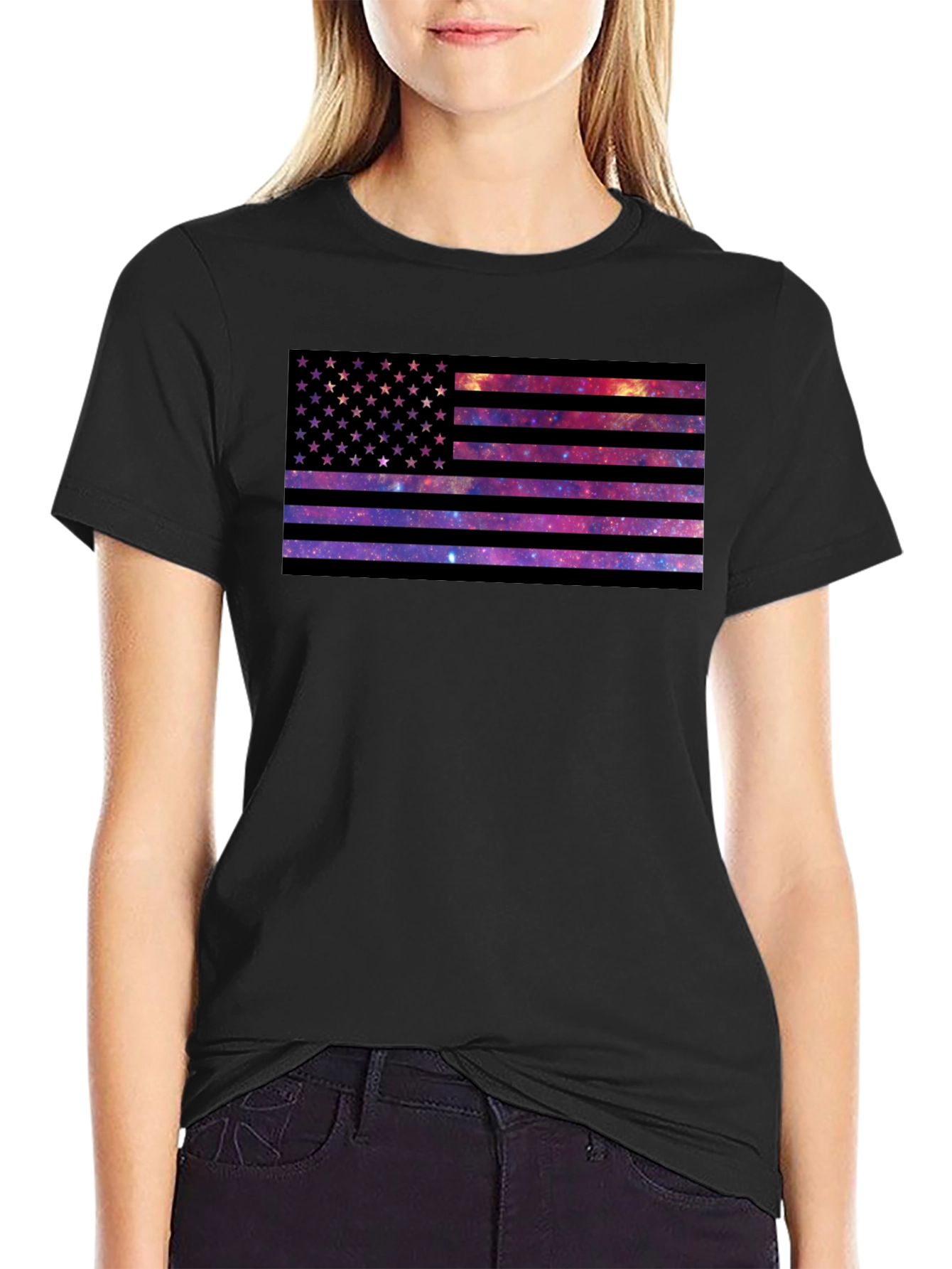 Galaxy American Flag Graphic Tee