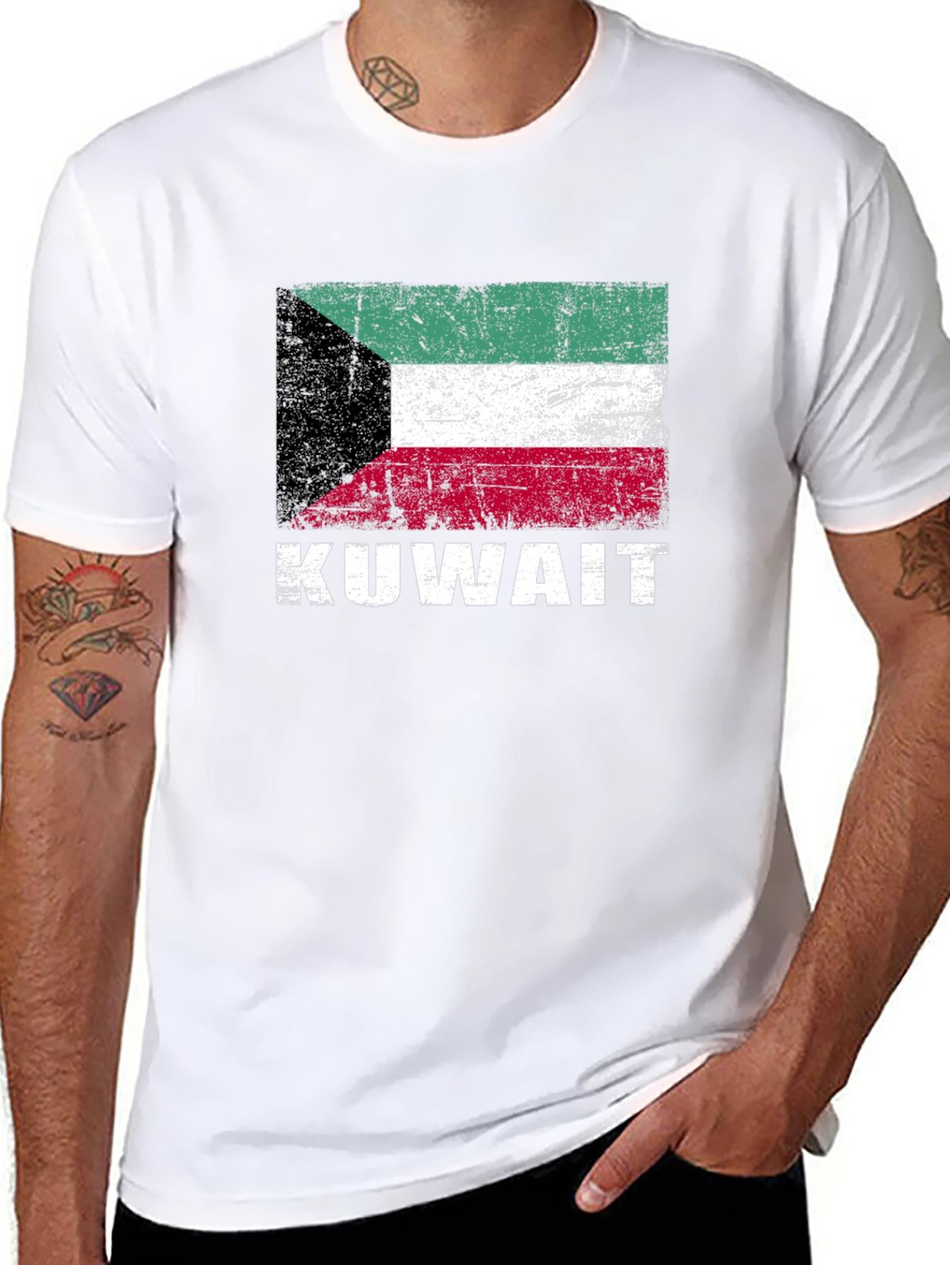 Kuwait Flag T-Shirt - Distressed Look