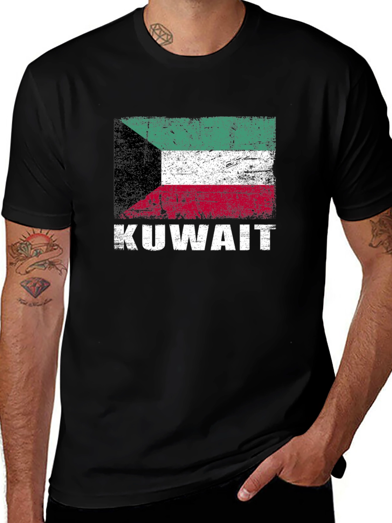 Kuwait Flag T-Shirt - Distressed Look