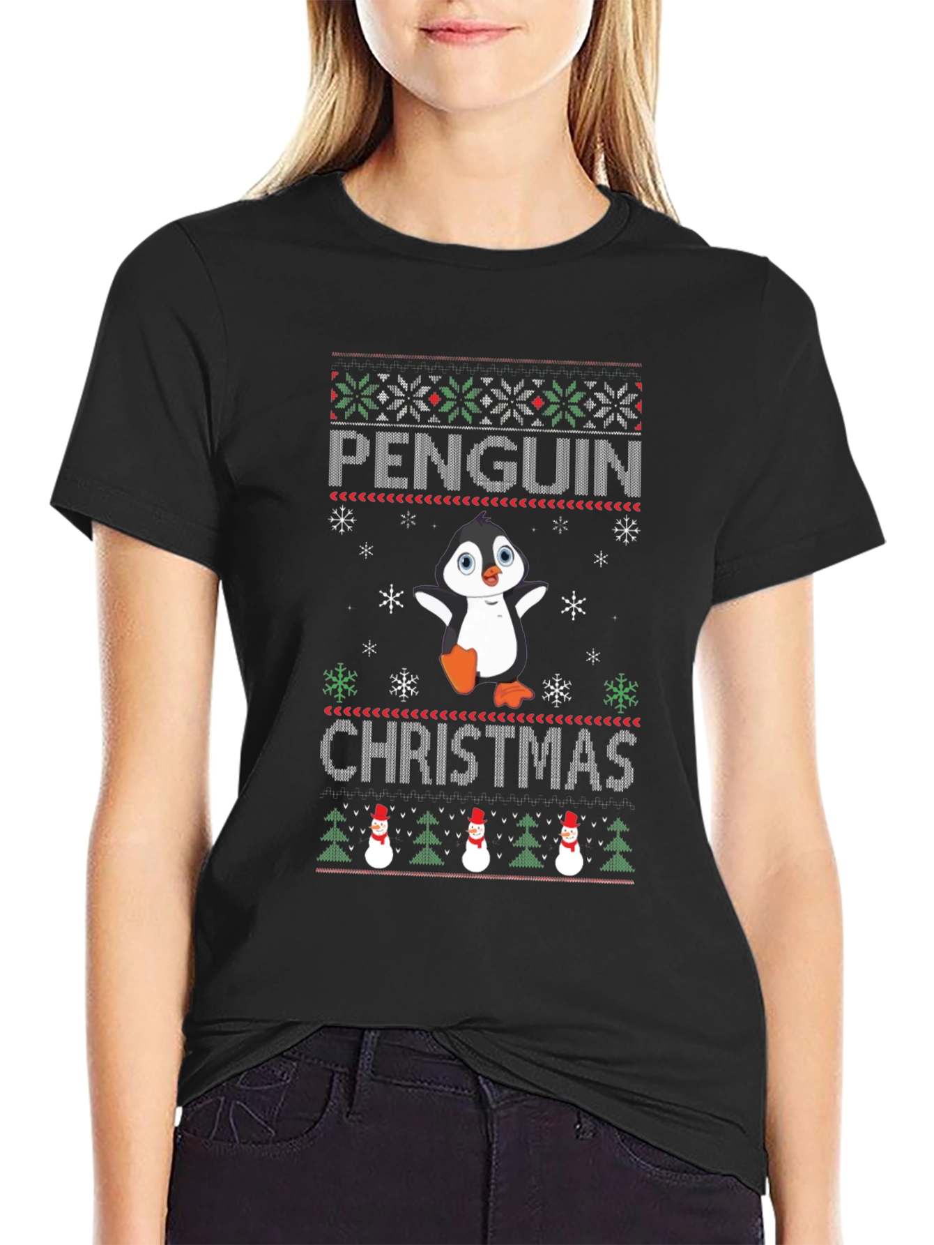 Penguin Christmas T-Shirt Ugly Sweater Holiday