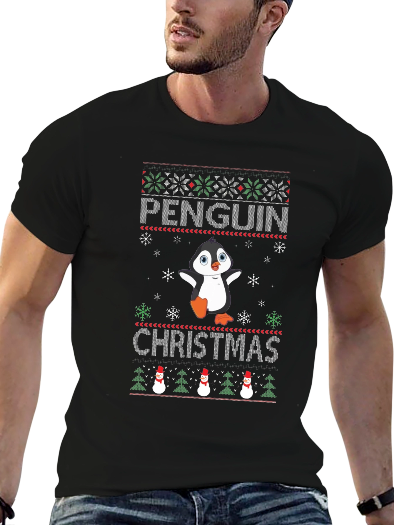 Penguin Christmas T-Shirt Ugly Sweater Holiday