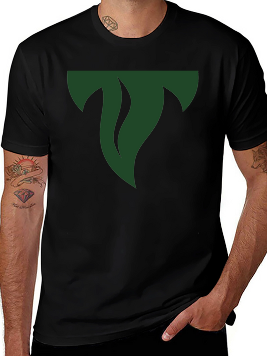 Mens Black Tee with Abstract Green Logo