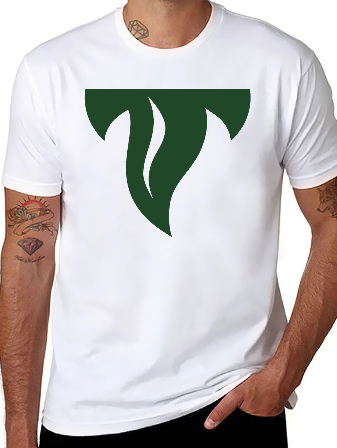 Mens Black Tee with Abstract Green Logo