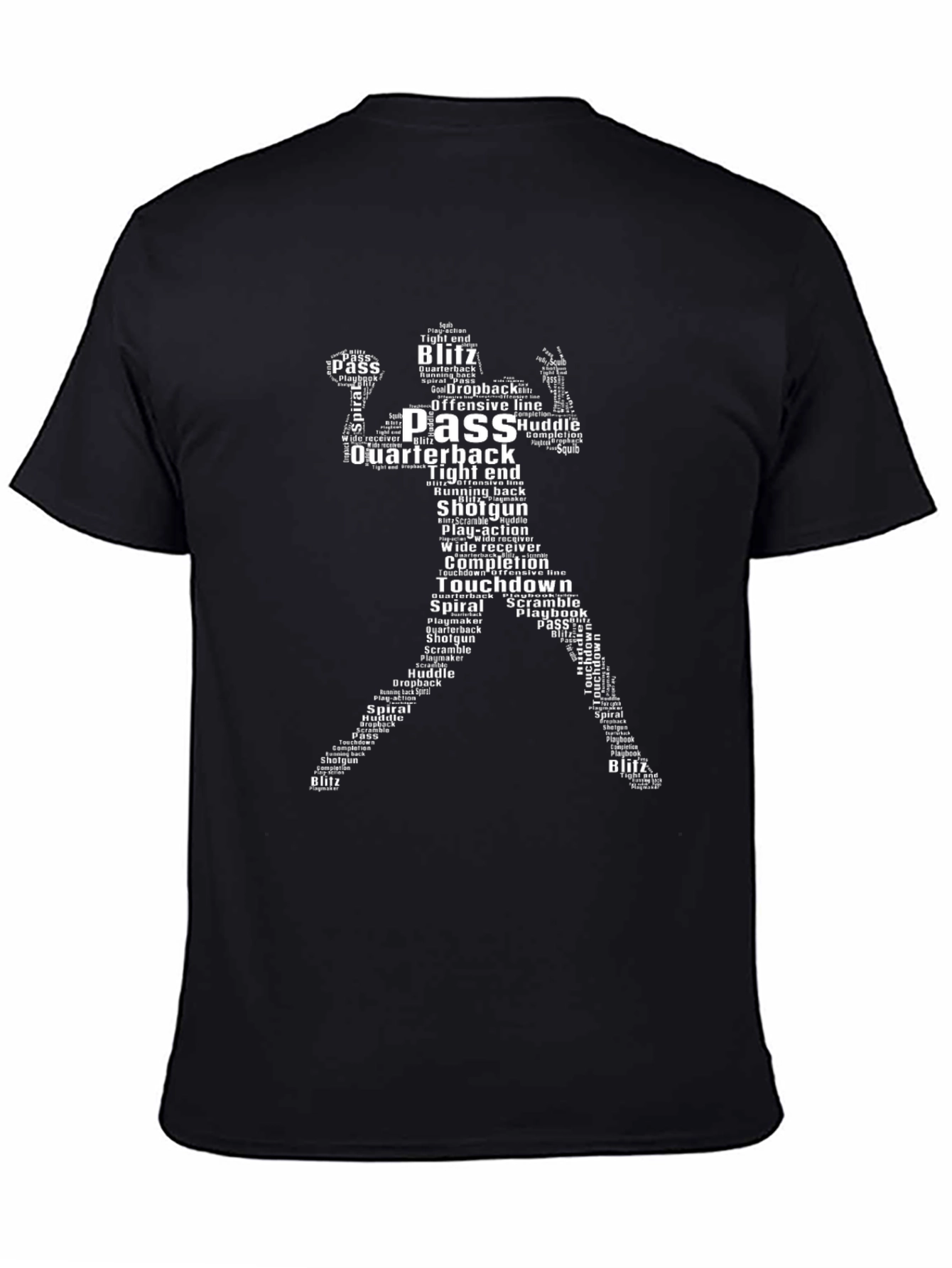 Football Player Word Art Black T-Shirt