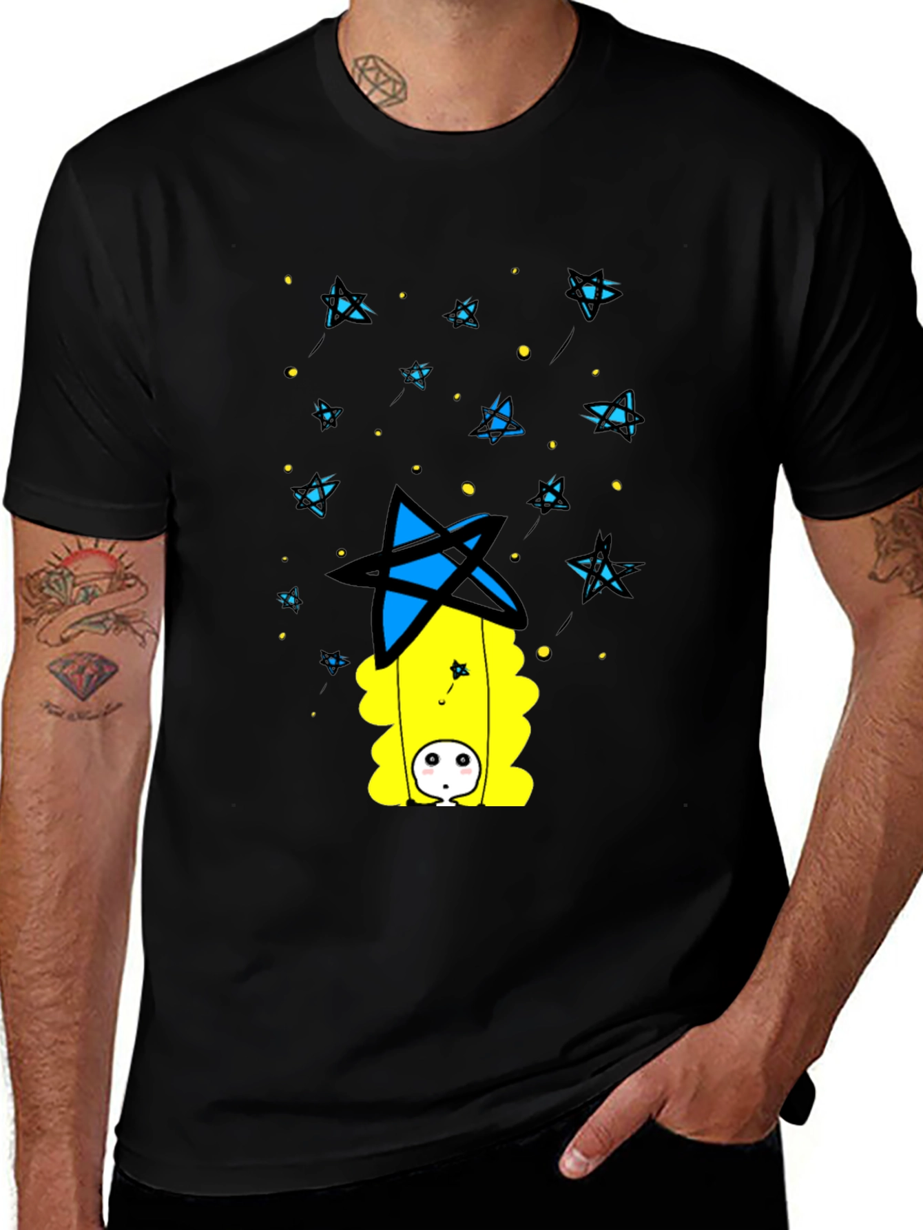 Unique Graphic Print Black T-Shirt