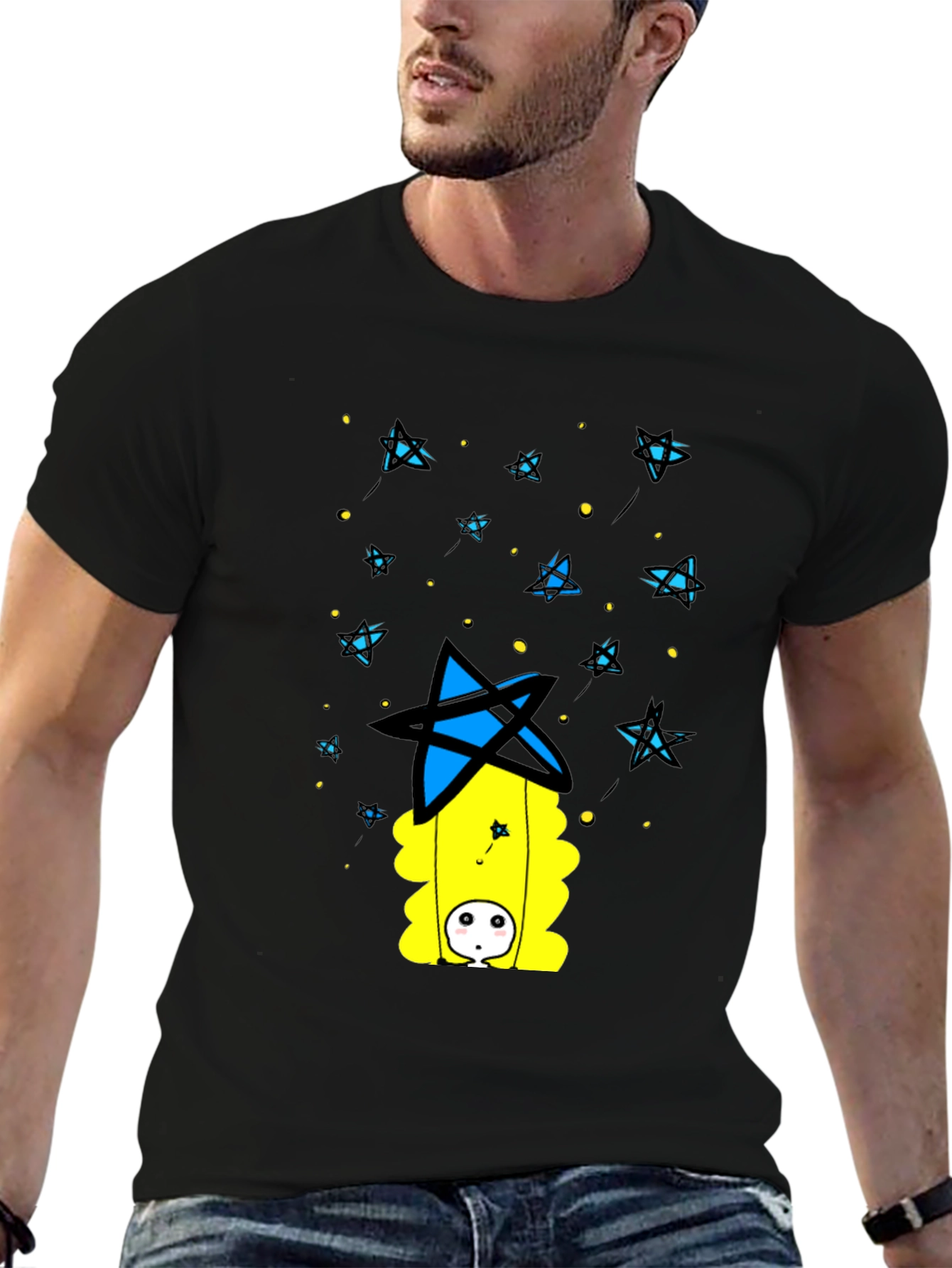 Unique Graphic Print Black T-Shirt