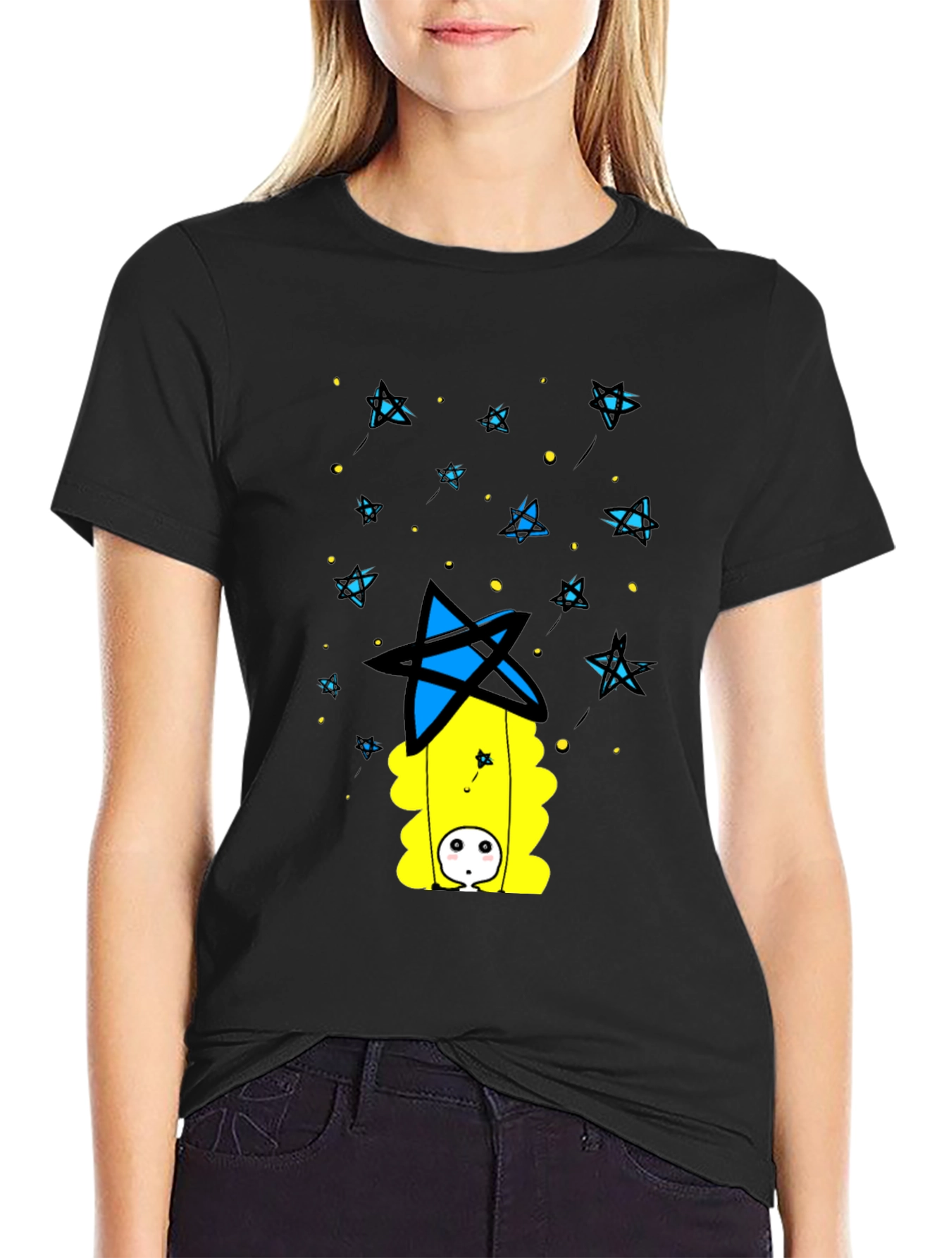 Unique Graphic Print Black T-Shirt
