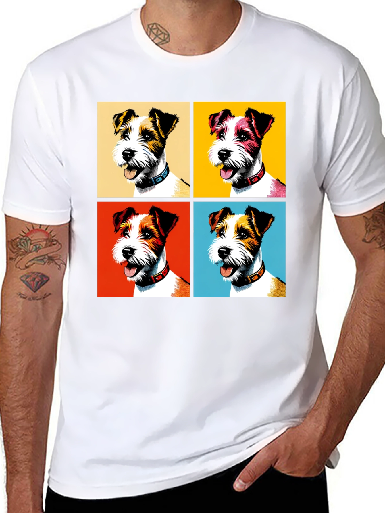 Pop Art Dog T-Shirt - Stylish Canine Design