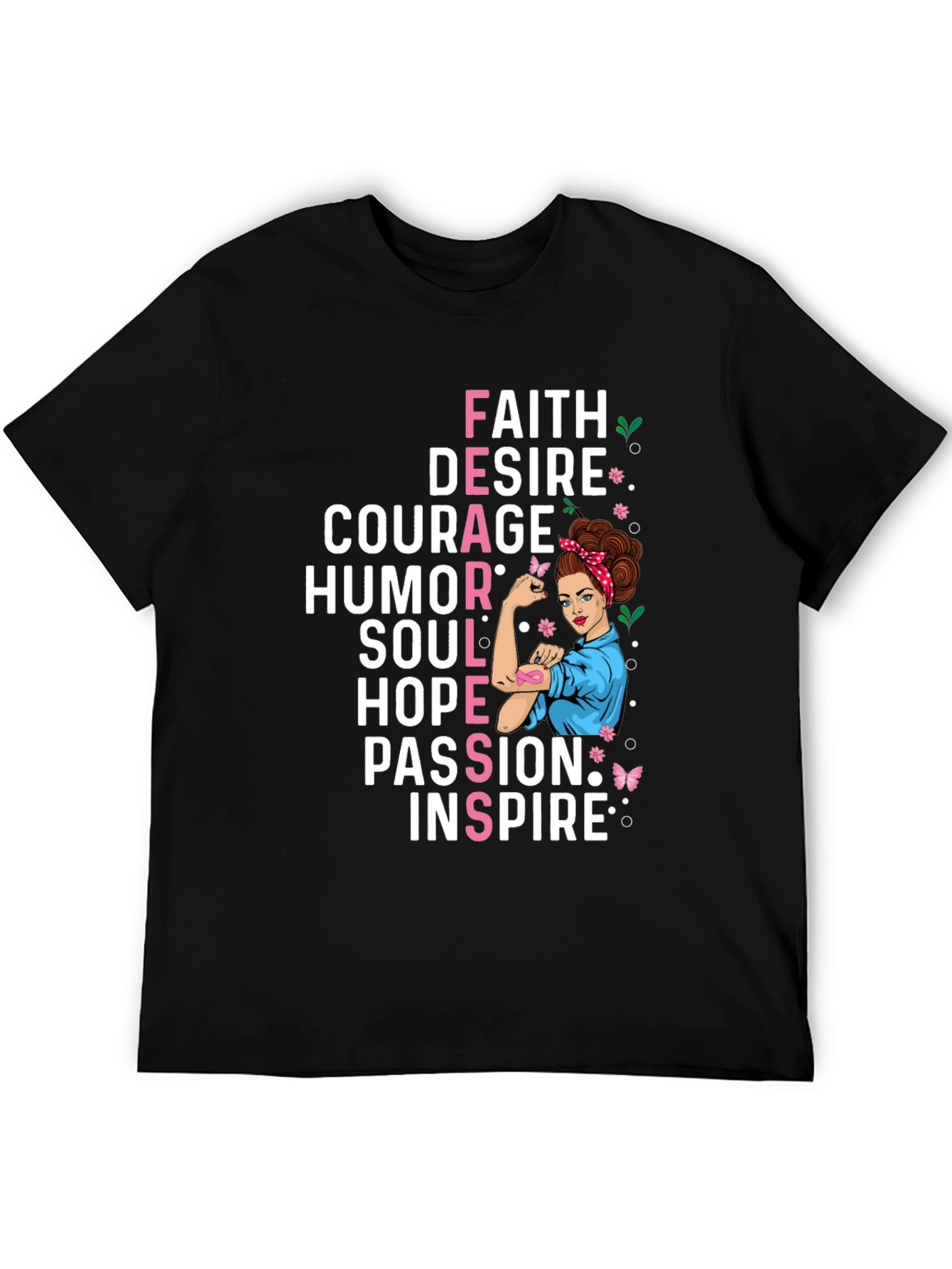 Faith Courage Hope Womens Empowerment Graphic T-Shirt