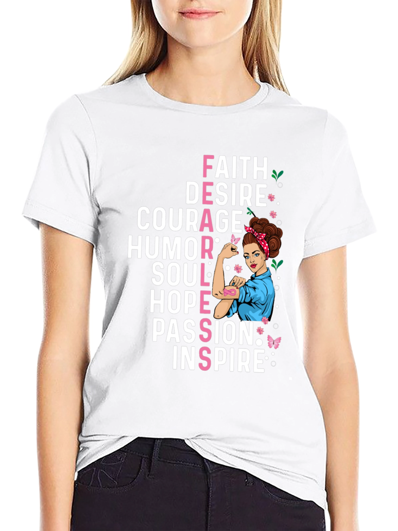 Faith Courage Hope Womens Empowerment Graphic T-Shirt