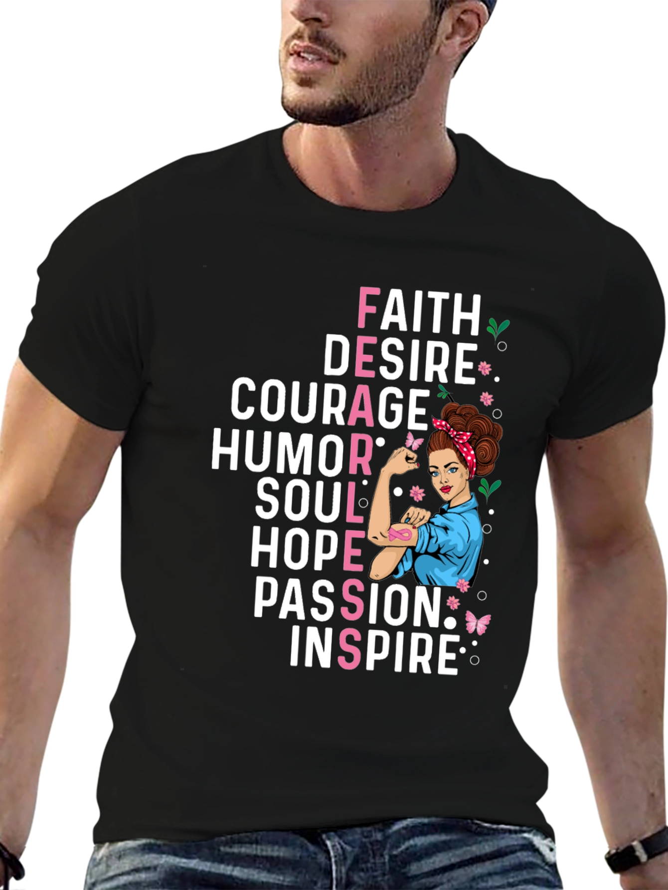Faith Courage Hope Womens Empowerment Graphic T-Shirt