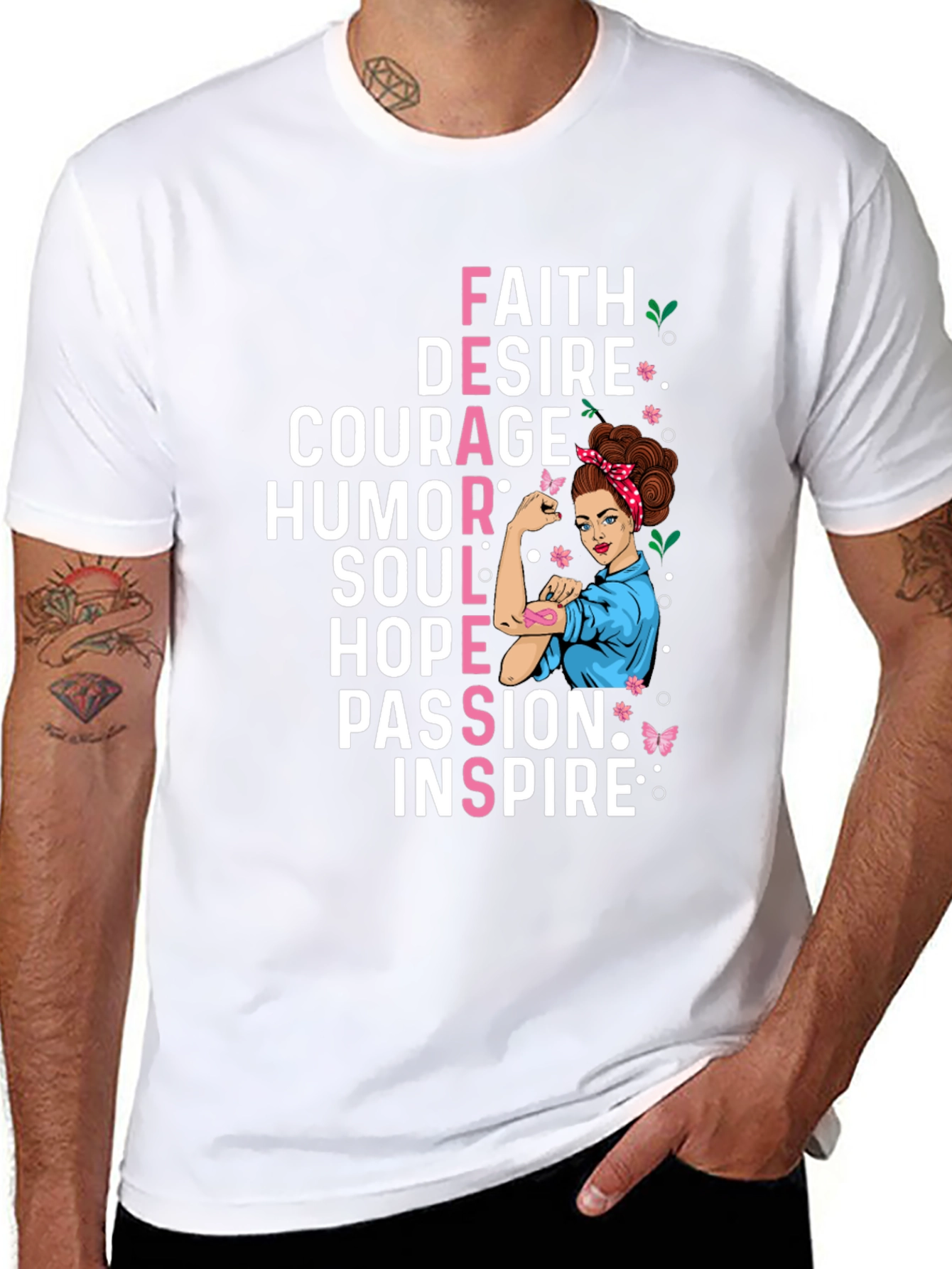 Faith Courage Hope Womens Empowerment Graphic T-Shirt