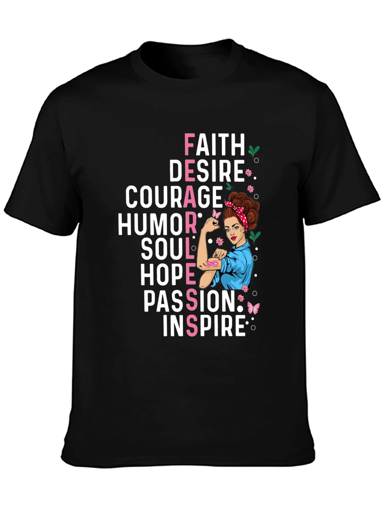 Faith Courage Hope Womens Empowerment Graphic T-Shirt