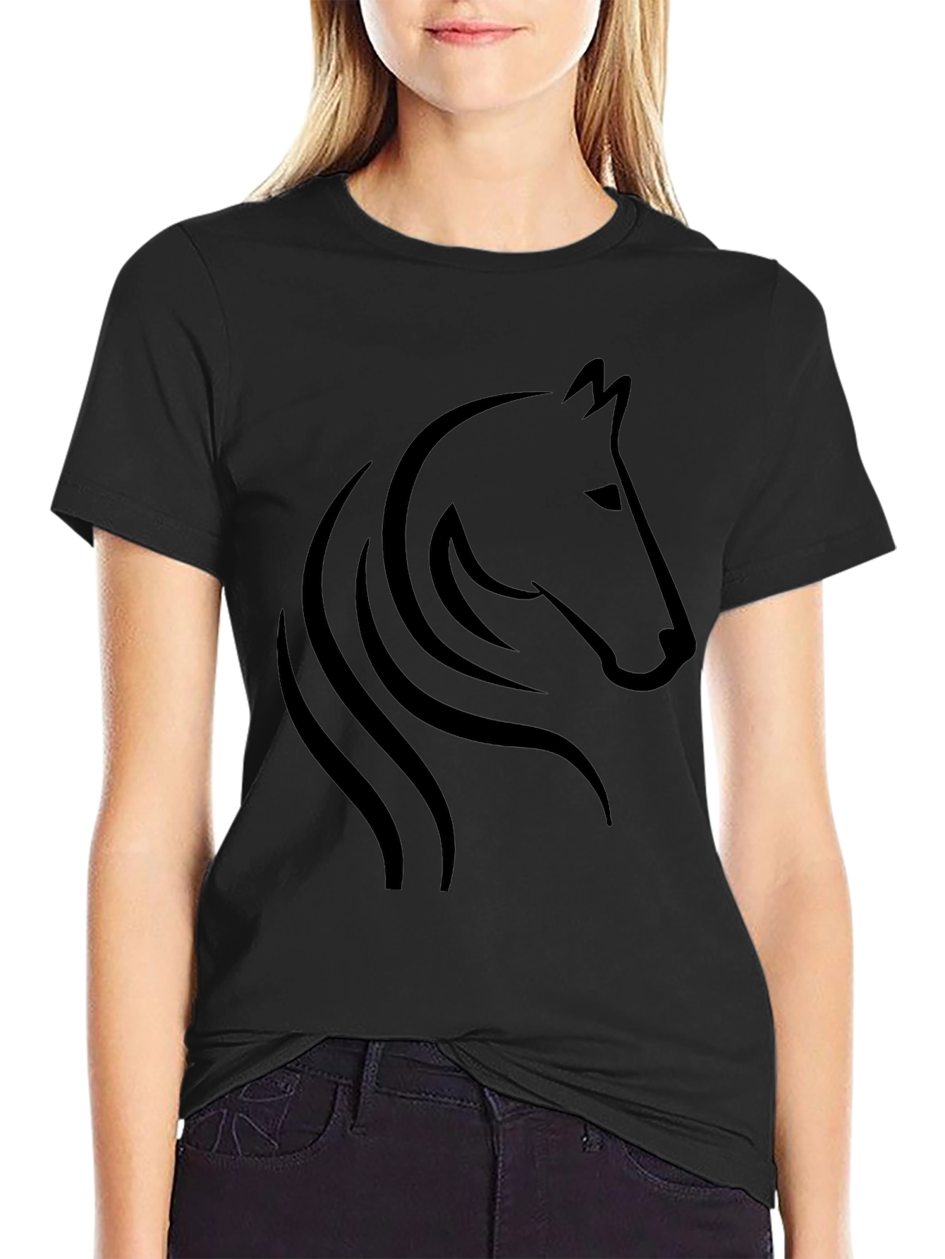 Black Horse Graphic T-Shirt - Stylish Mens Tee