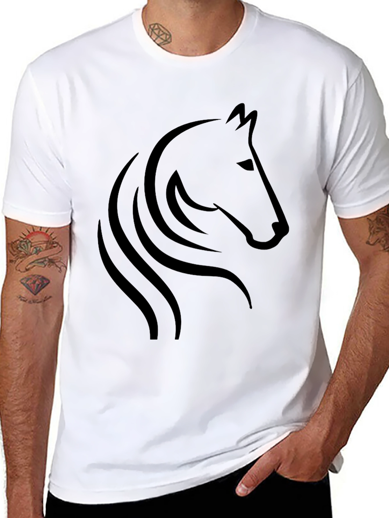 Black Horse Graphic T-Shirt - Stylish Mens Tee