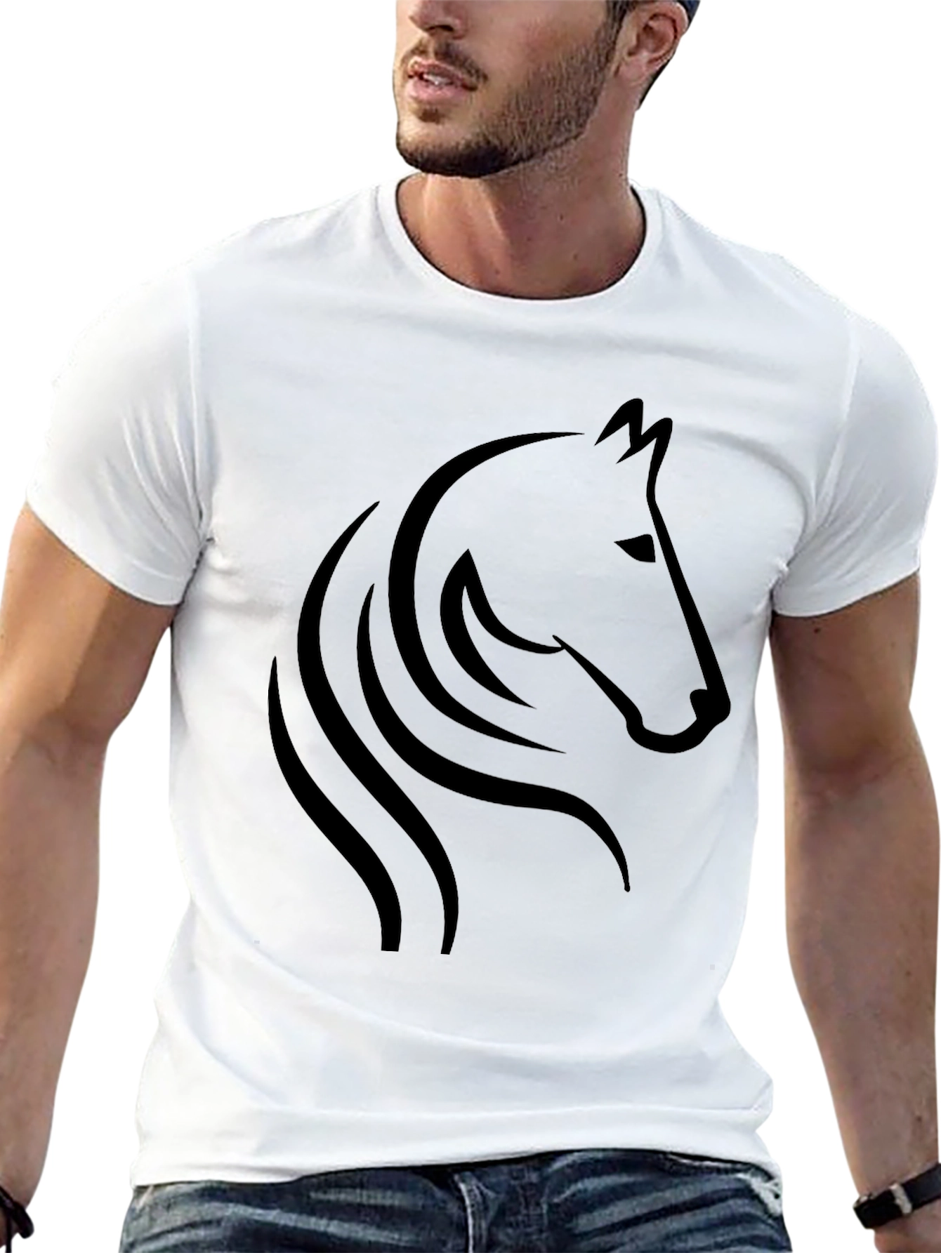Black Horse Graphic T-Shirt - Stylish Mens Tee
