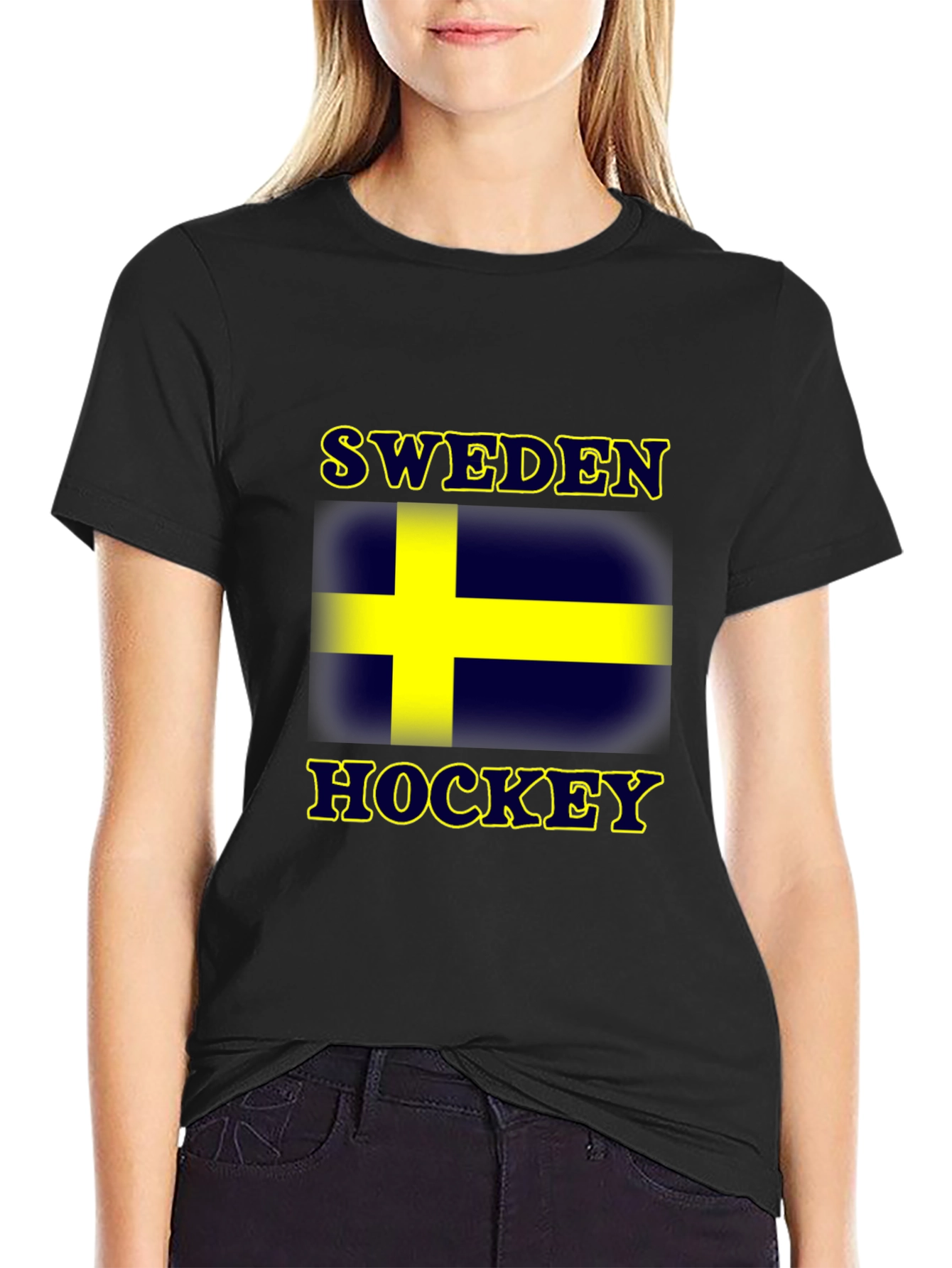 Sweden Hockey T-Shirt - Black Graphic Tee