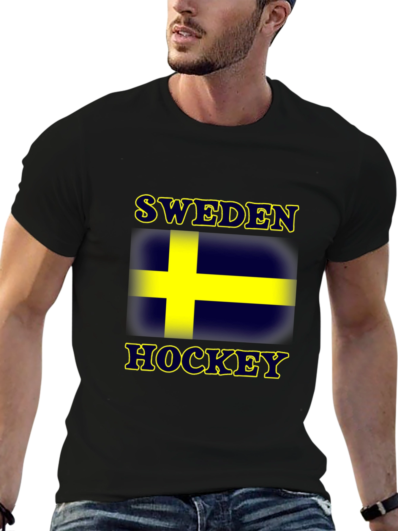 Sweden Hockey T-Shirt - Black Graphic Tee