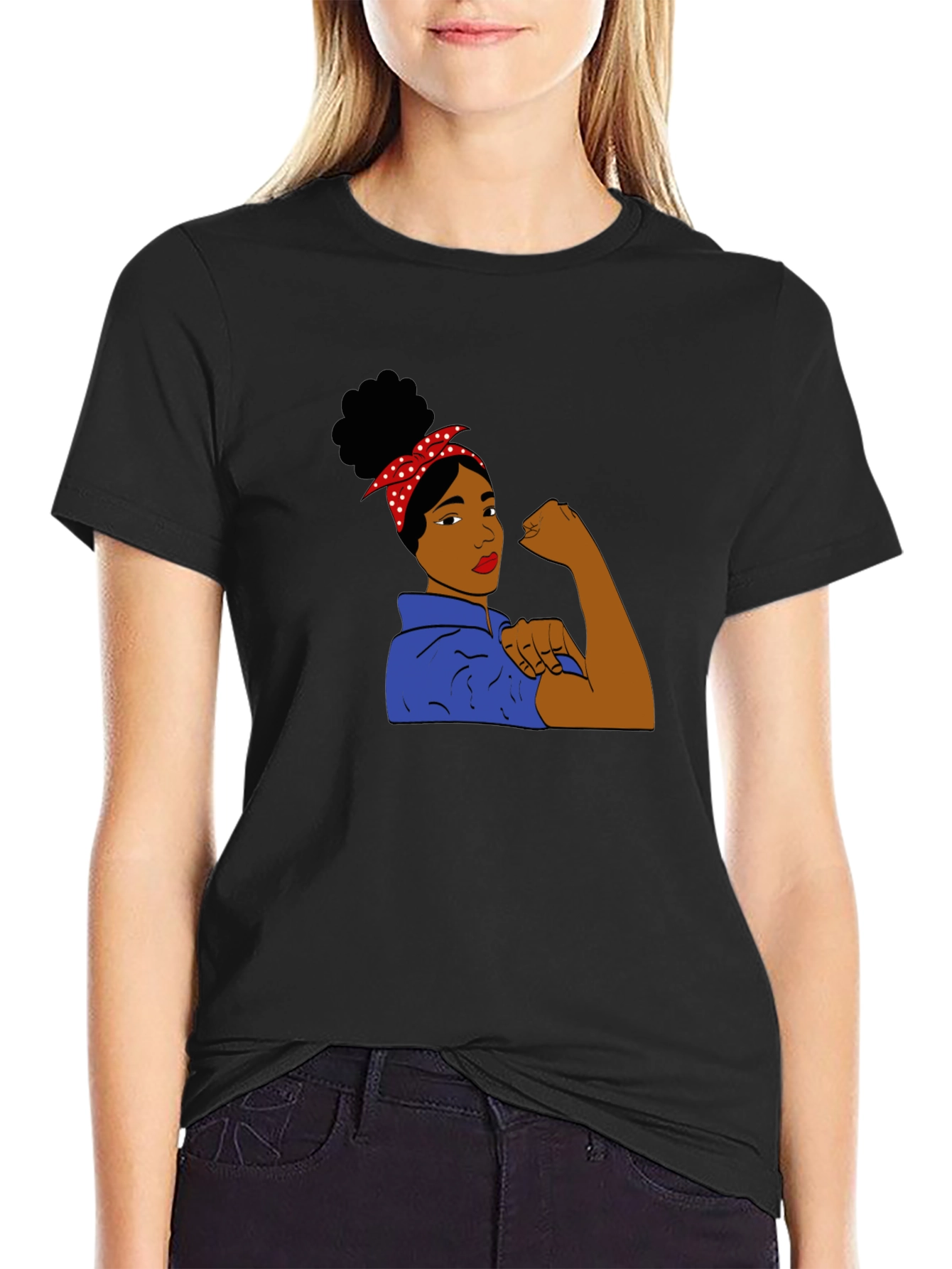 Rosie Riveter Black T-Shirt - We Can Do It!