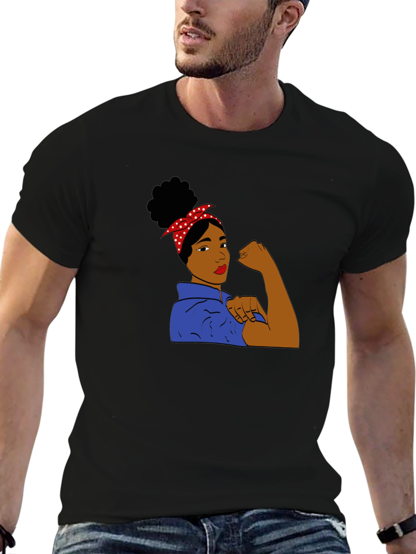 Rosie Riveter Black T-Shirt - We Can Do It!