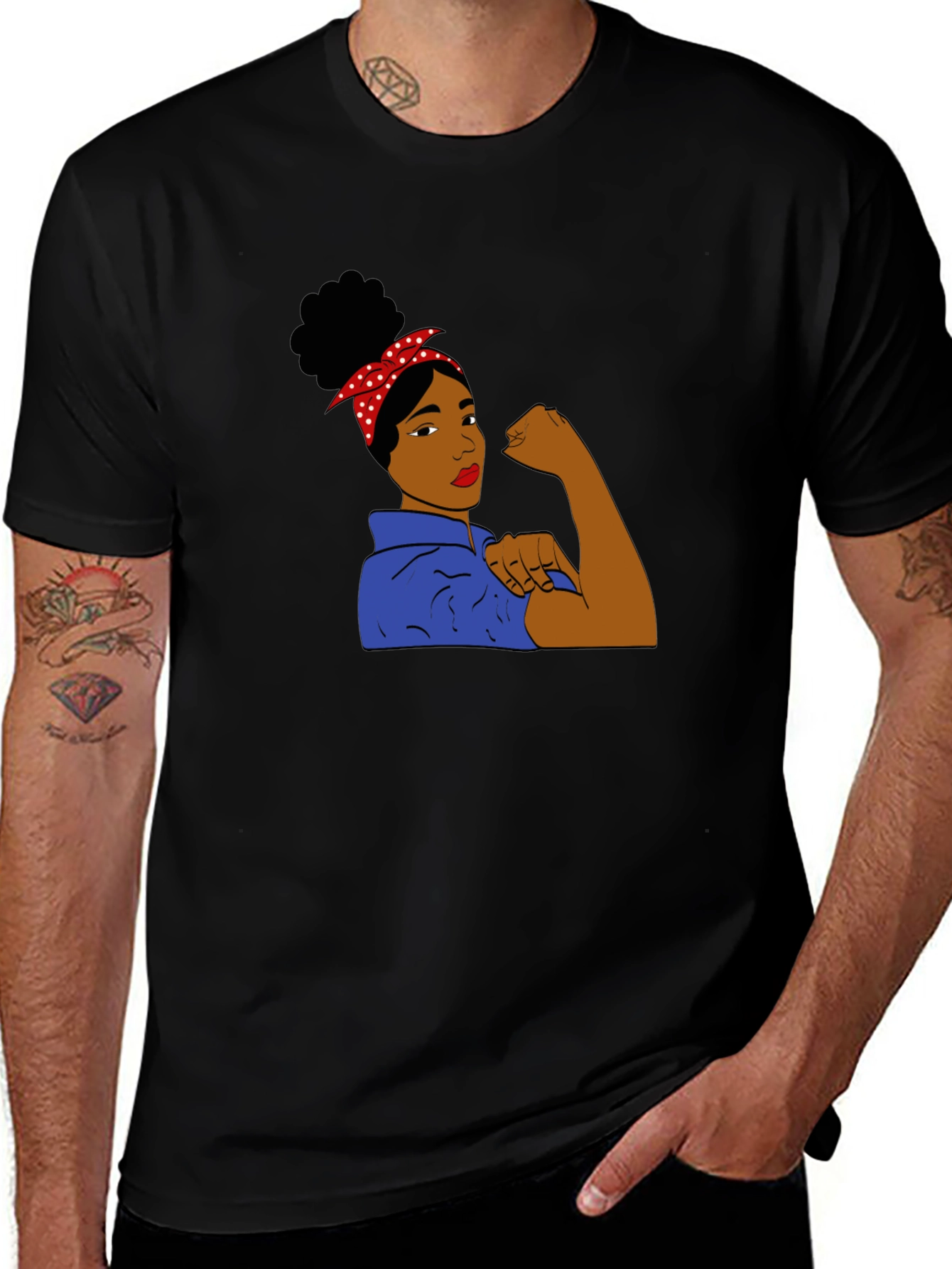 Rosie Riveter Black T-Shirt - We Can Do It!