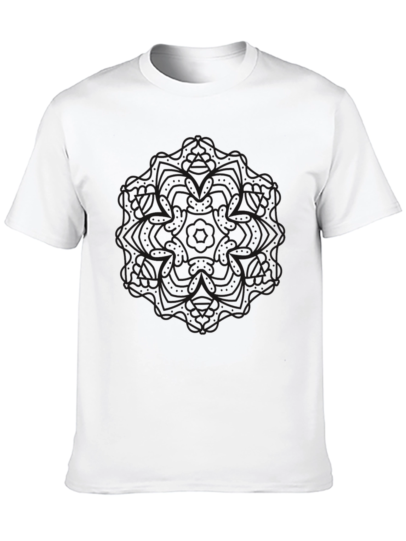 Mens Black Mandala Graphic Tee - Casual Comfort
