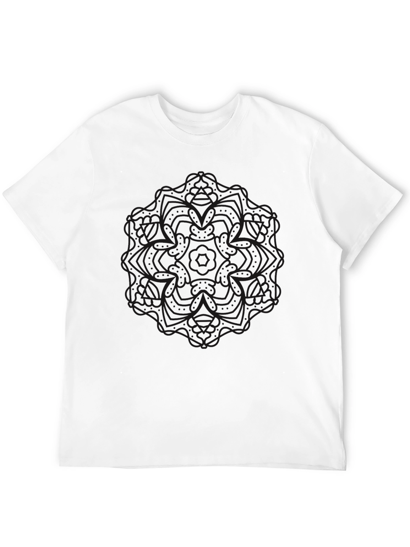 Mens Black Mandala Graphic Tee - Casual Comfort