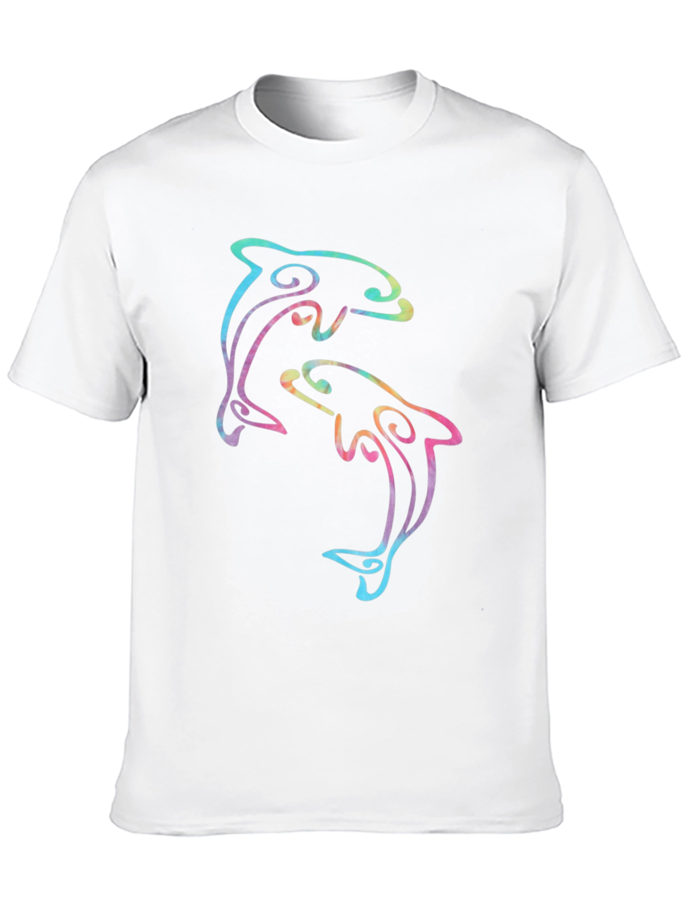 Rainbow Dolphin Graphic Black T-Shirt