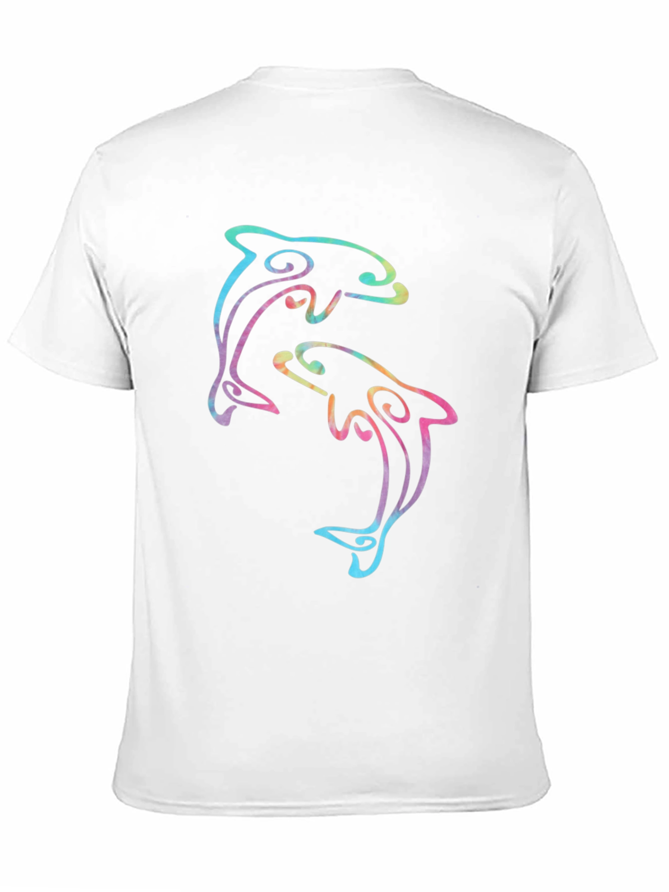 Rainbow Dolphin Graphic Black T-Shirt