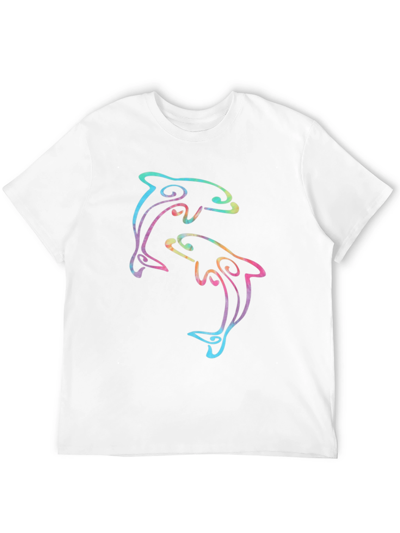 Rainbow Dolphin Graphic Black T-Shirt