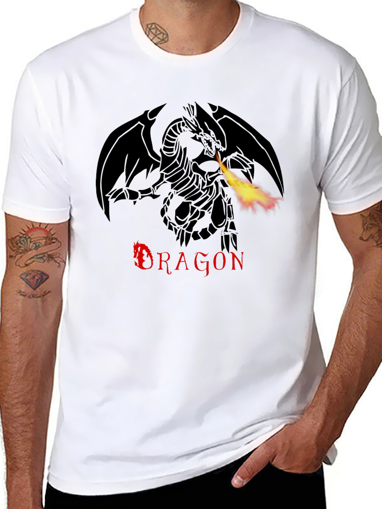 Dragon Fire Graphic T-Shirt - Mens Black Tee