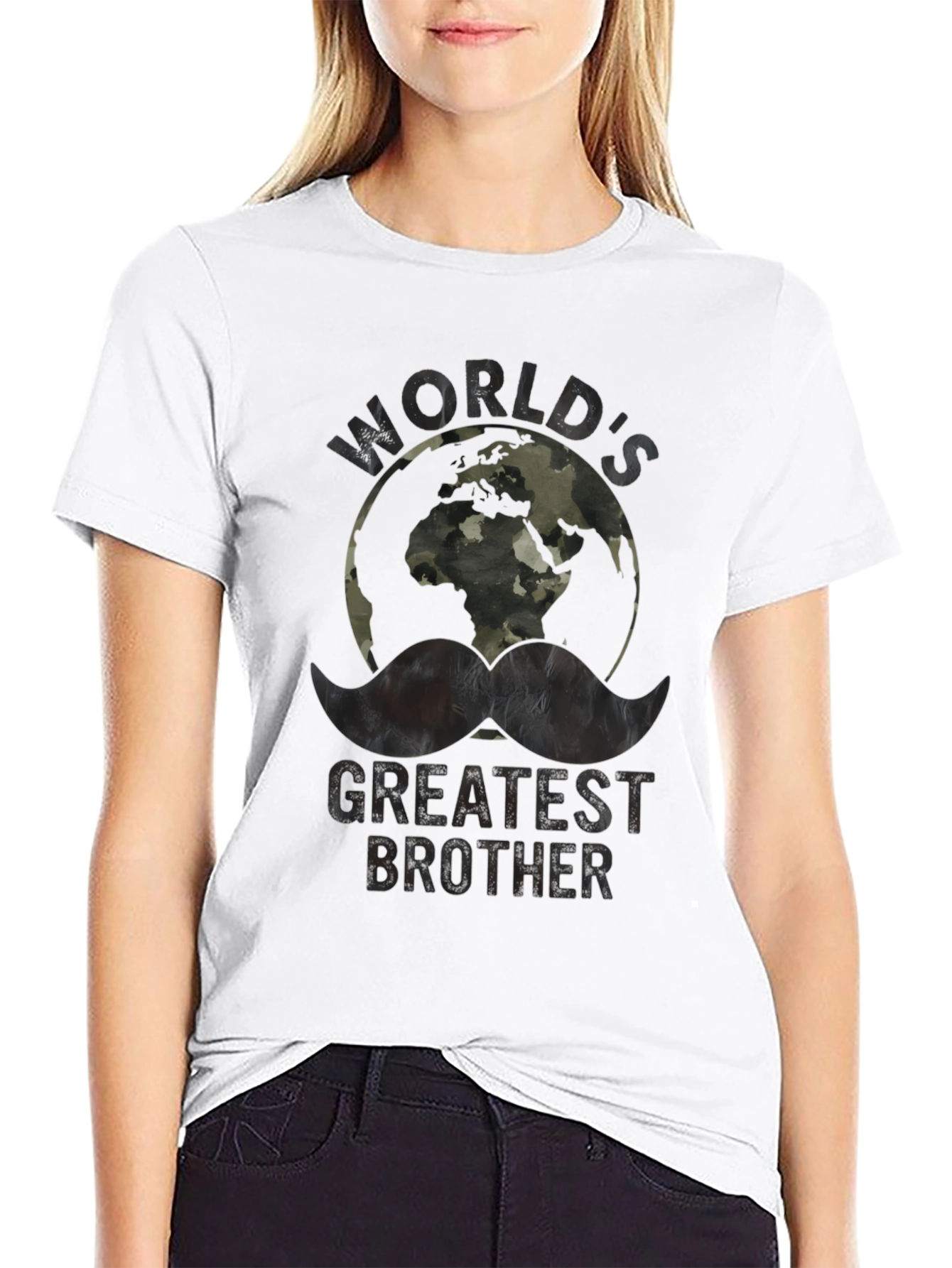 Worlds Greatest Brother Camo Earth Graphic T-Shirt