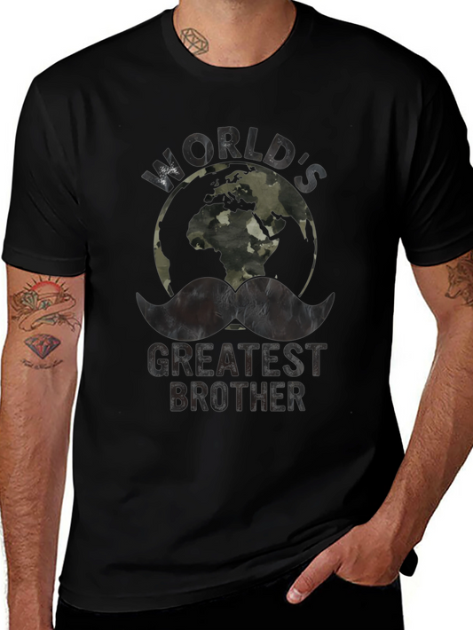 Worlds Greatest Brother Camo Earth Graphic T-Shirt