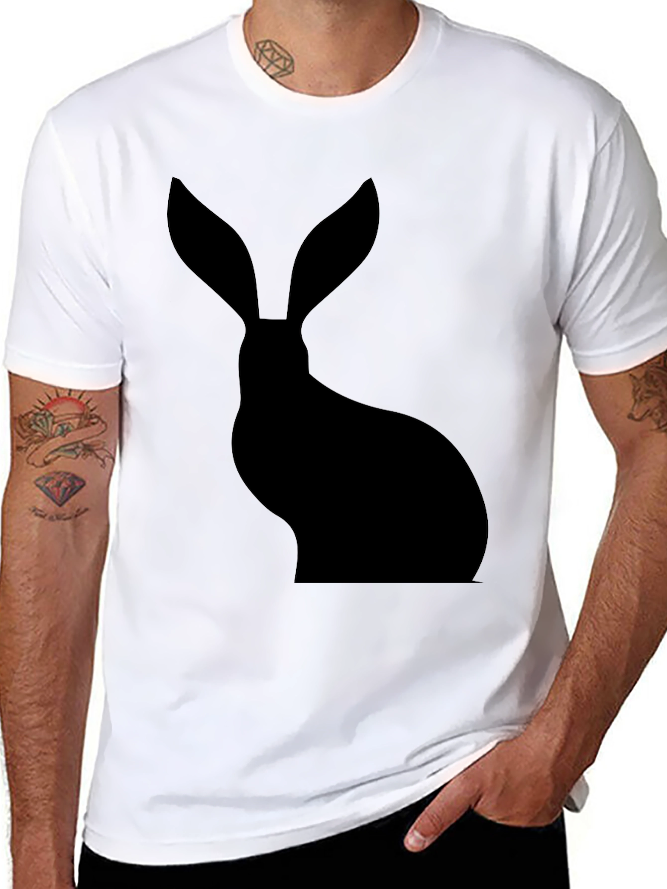 Hare Silhouette Black T-Shirt