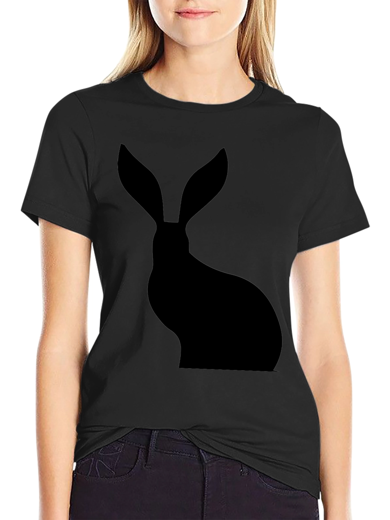 Hare Silhouette Black T-Shirt
