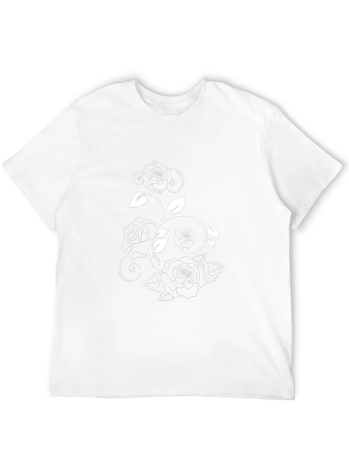 Black T-Shirt with Rose Design