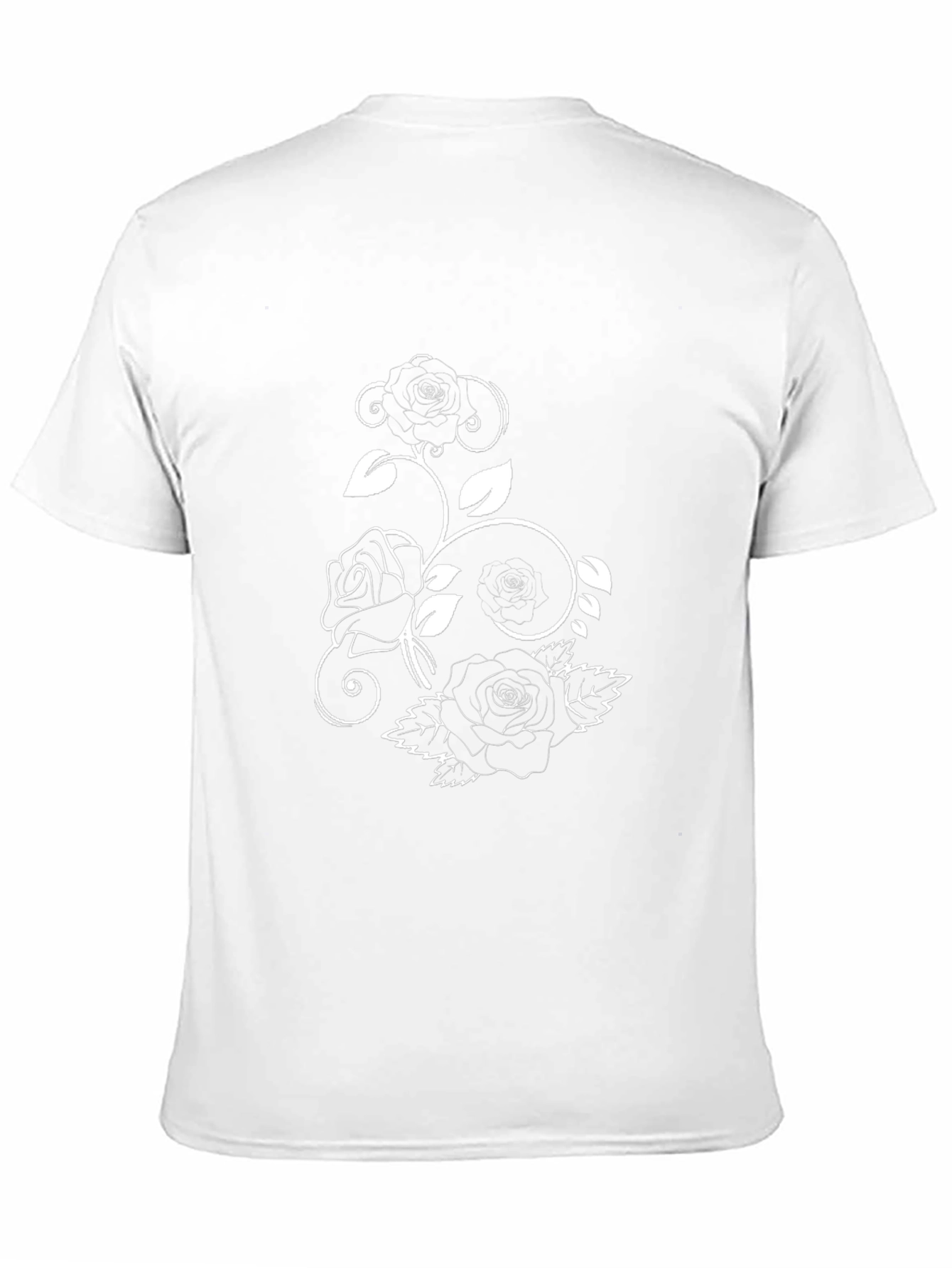Black T-Shirt with Rose Design