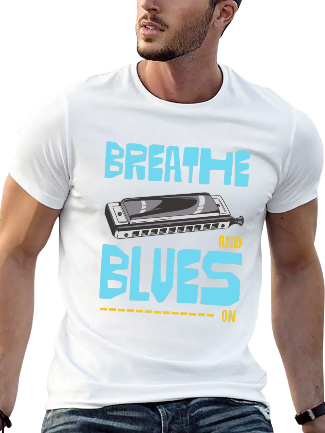 Breathe Blues Harmonica T-Shirt - Musical Tee