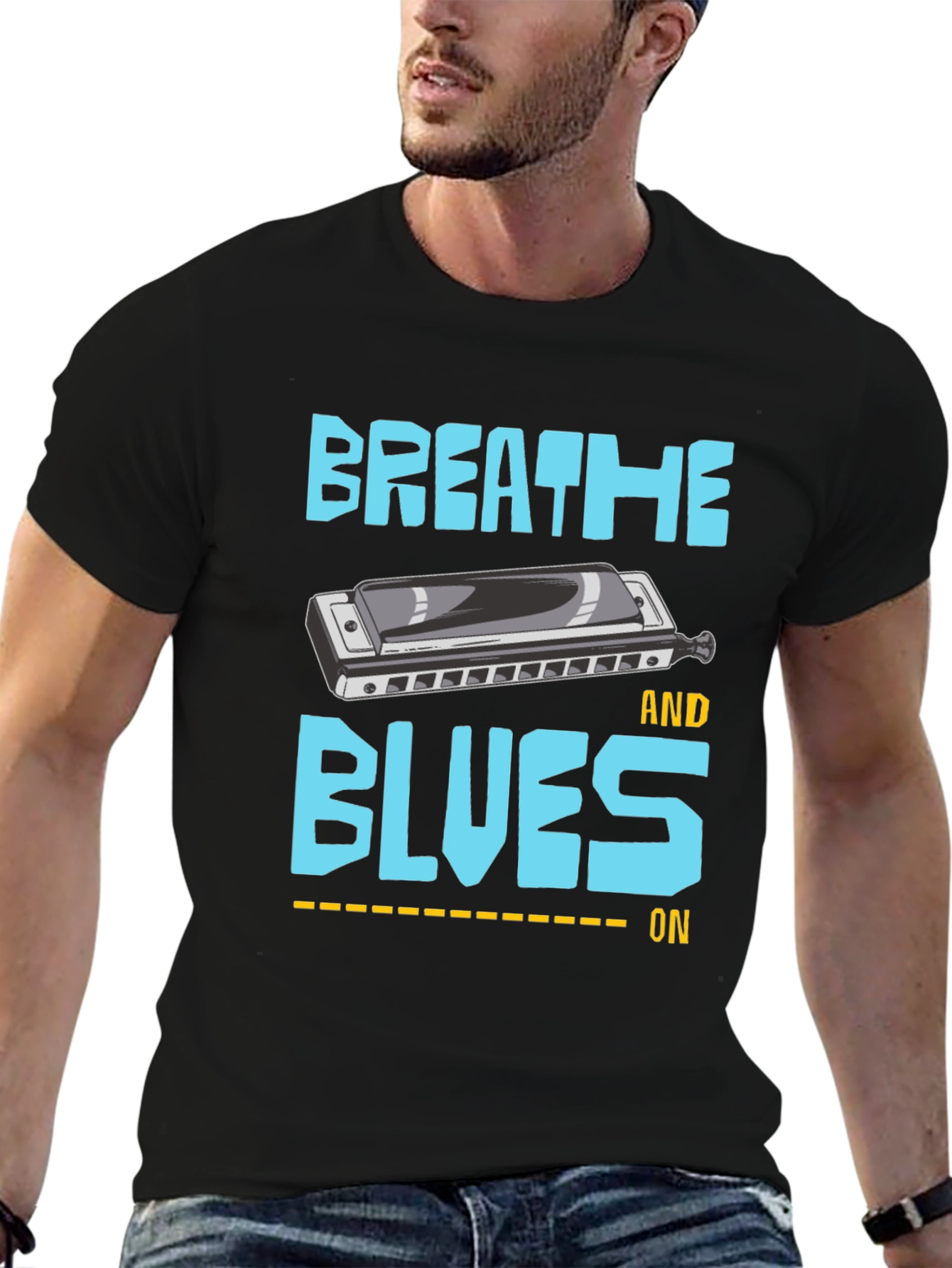 Breathe Blues Harmonica T-Shirt - Musical Tee
