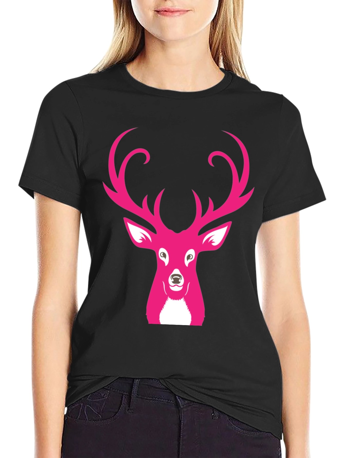 Pink Deer Graphic T-Shirt