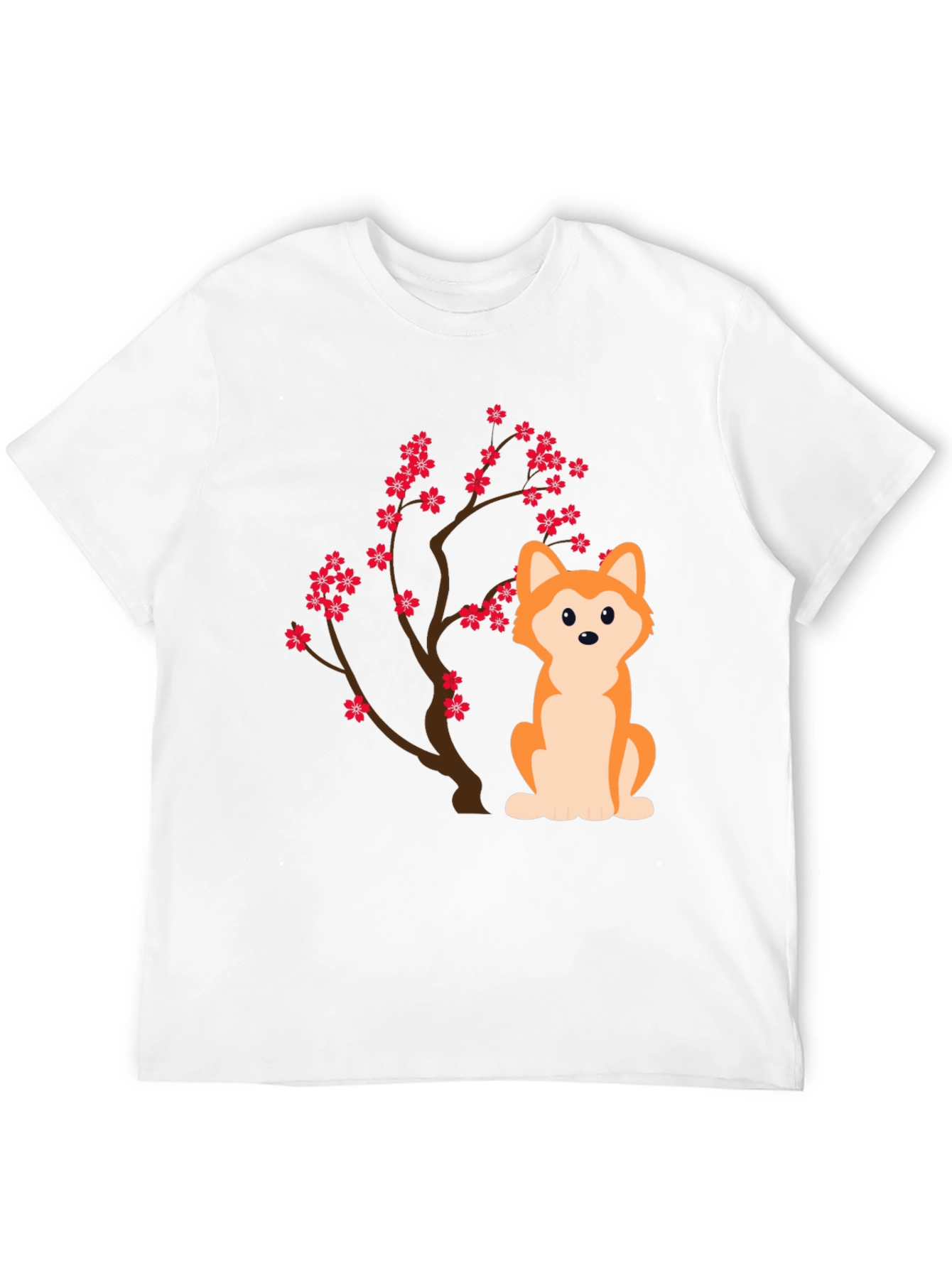 Dog & Cherry Blossom T-Shirt - Black