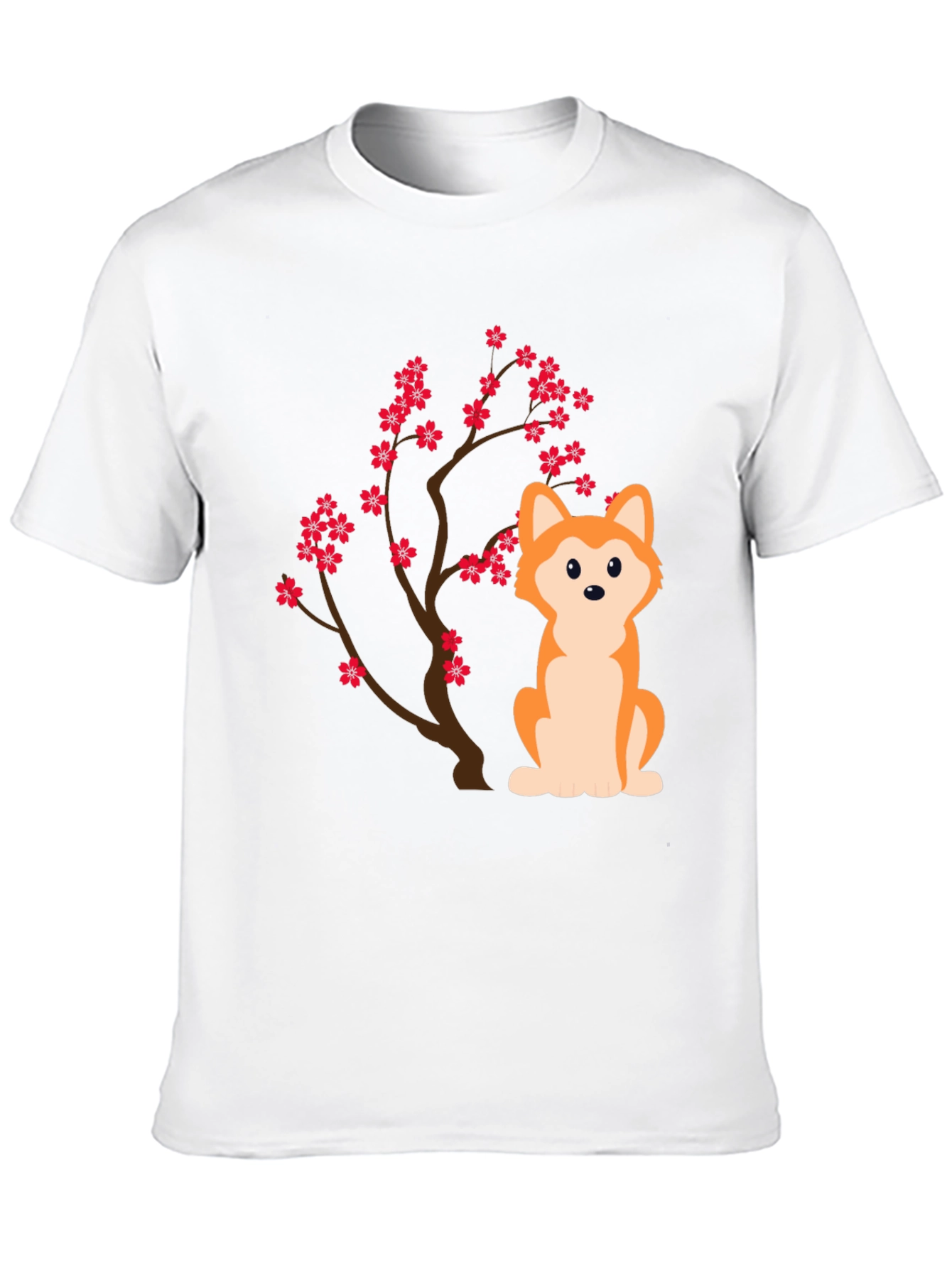 Dog & Cherry Blossom T-Shirt - Black
