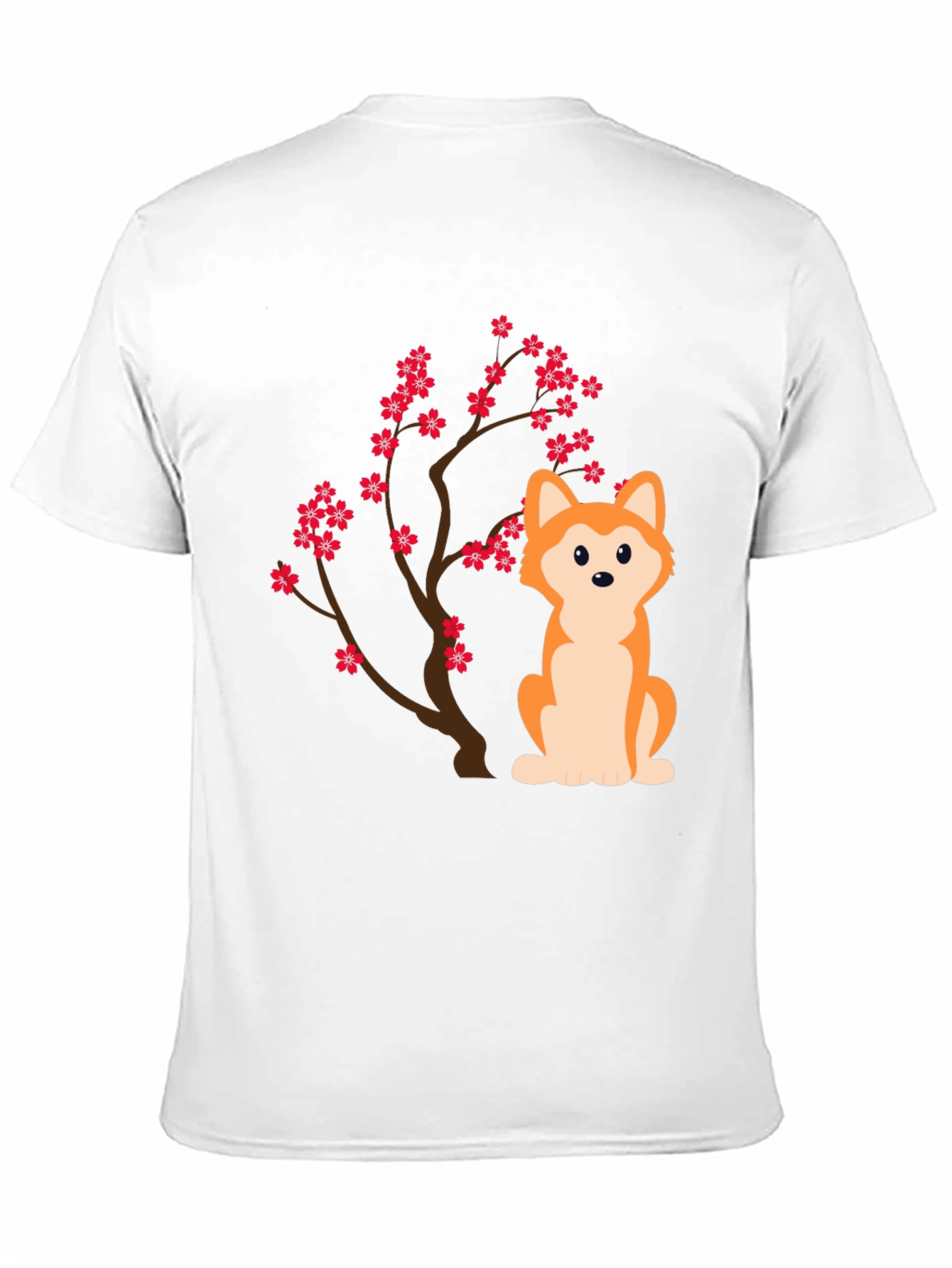 Dog & Cherry Blossom T-Shirt - Black