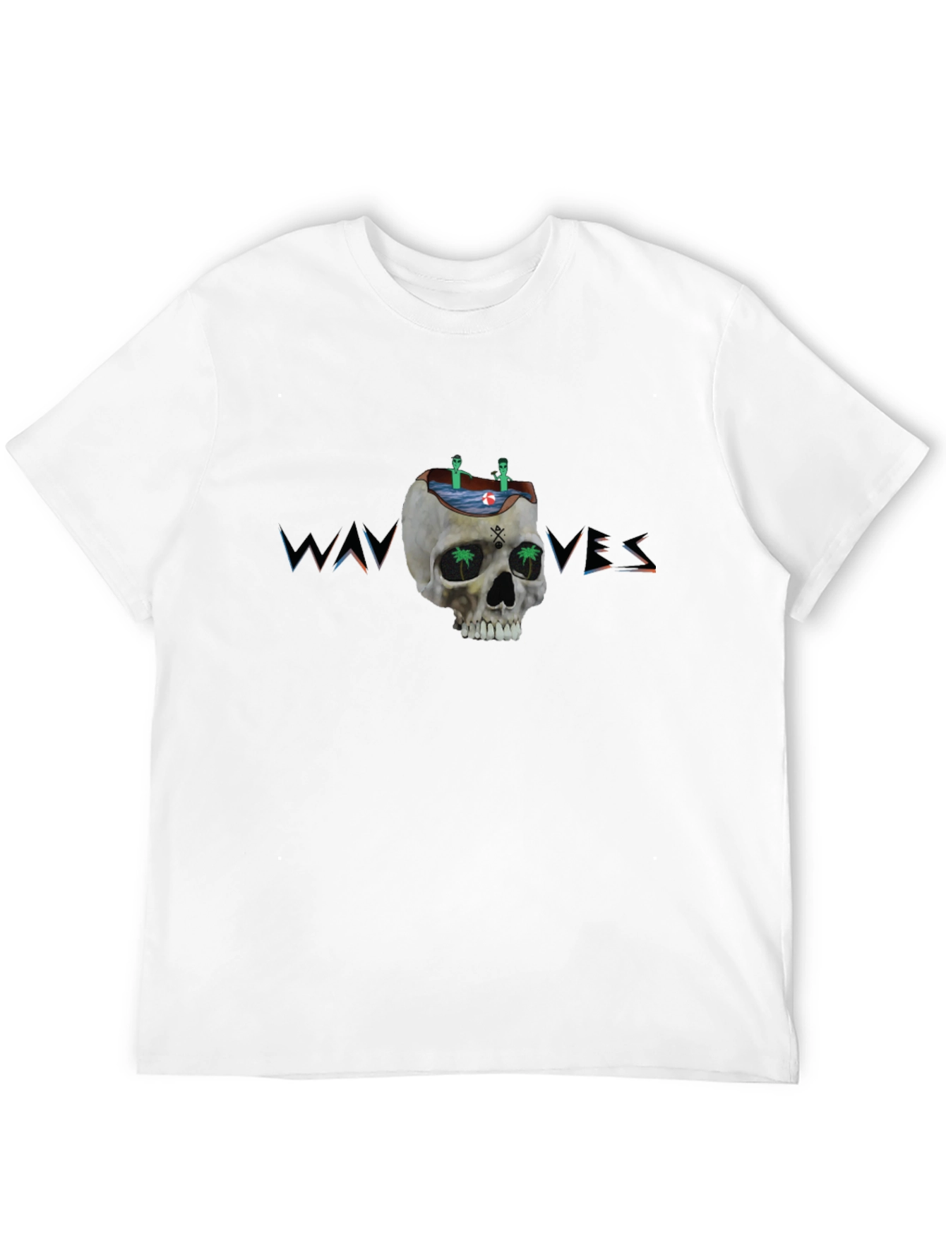 Skull Waves Graphic Tee - Unique Design