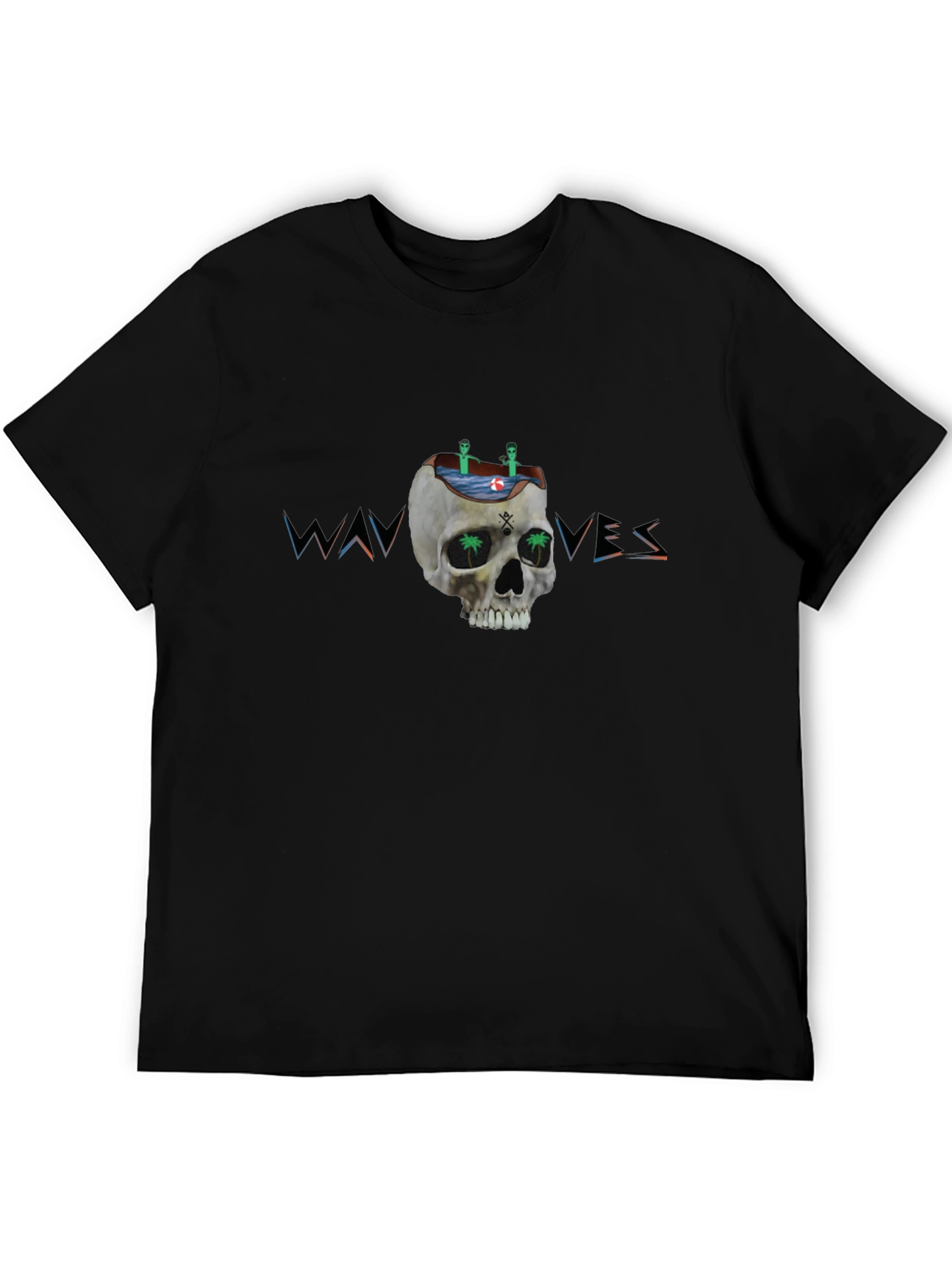 Skull Waves Graphic Tee - Unique Design