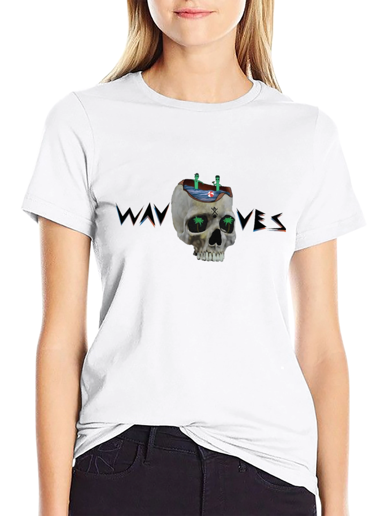 Skull Waves Graphic Tee - Unique Design