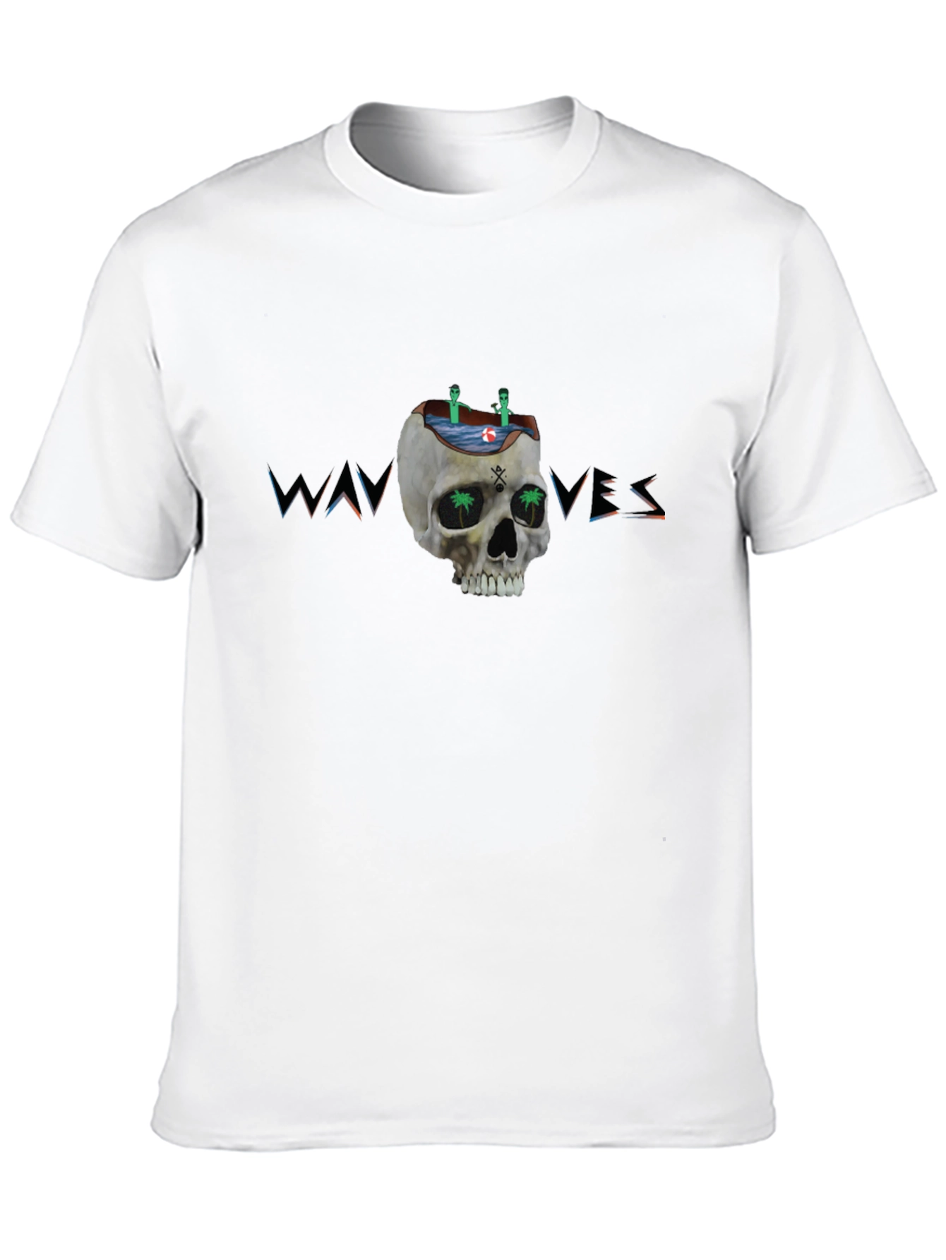 Skull Waves Graphic Tee - Unique Design