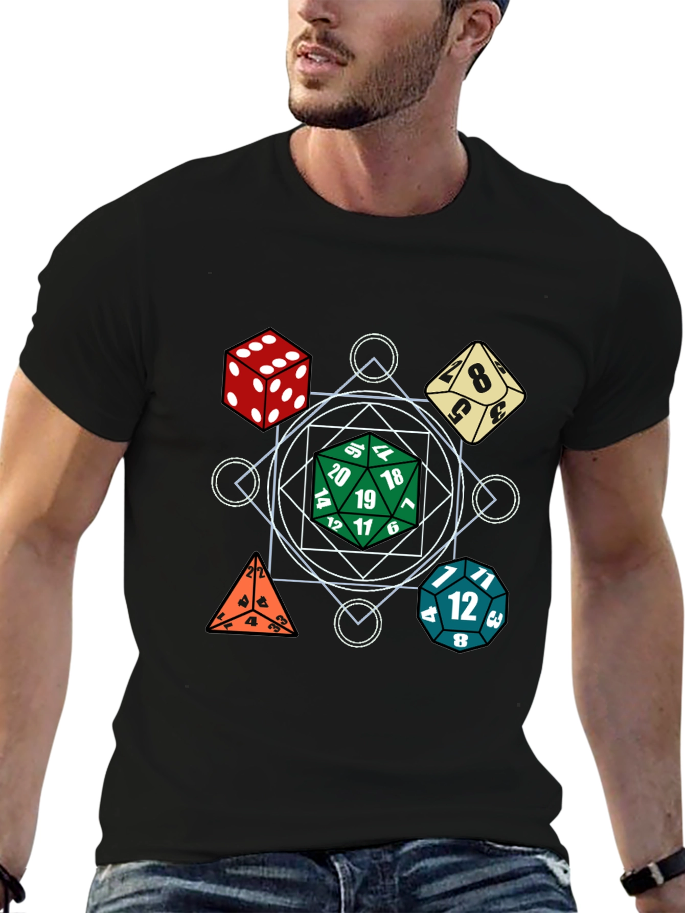 Dice Pattern Black T-Shirt