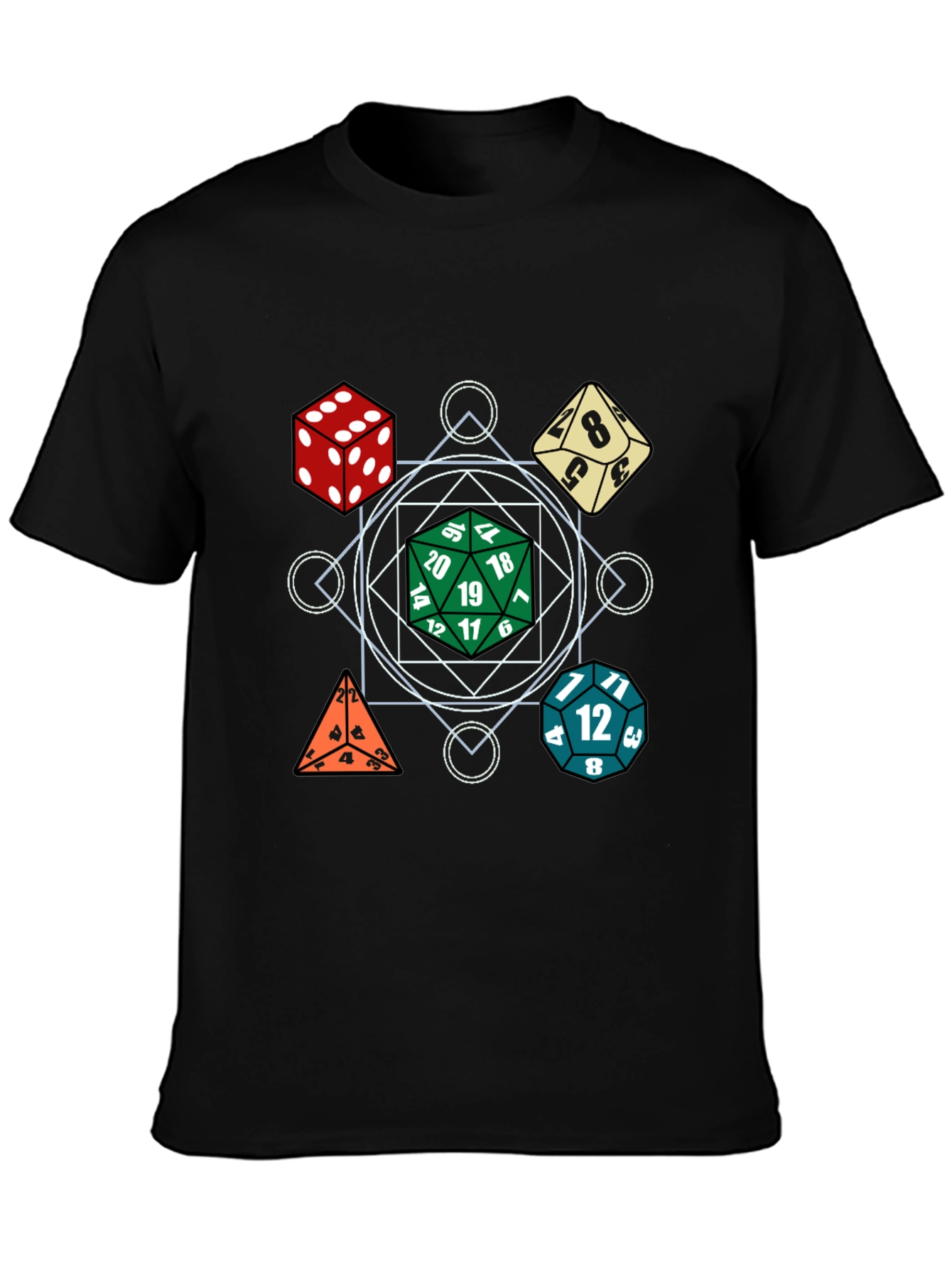 Dice Pattern Black T-Shirt