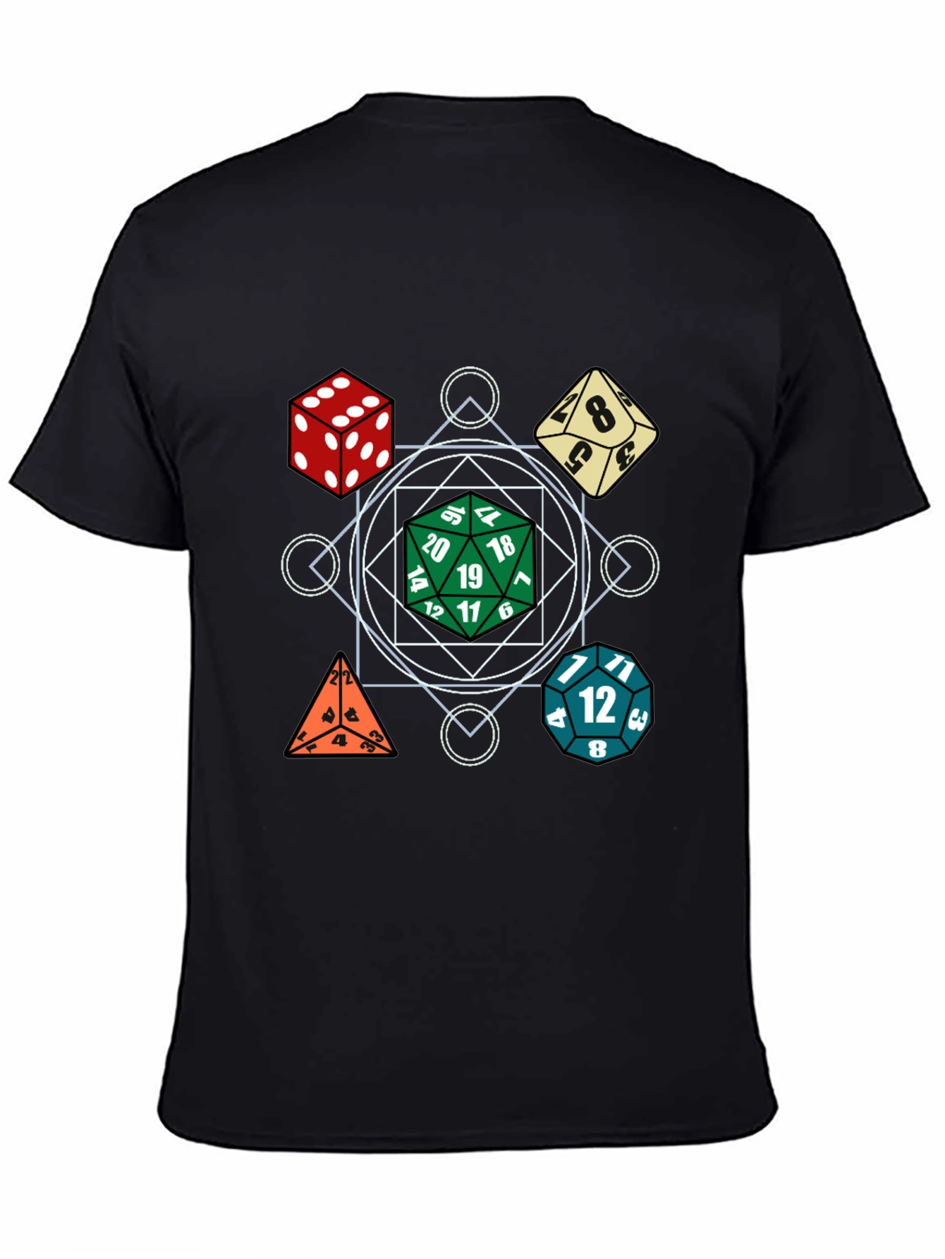 Dice Pattern Black T-Shirt